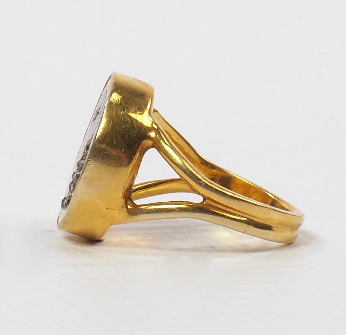 19th Century Egyptian Revival Enamel and Diamond Ring 1