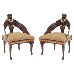 19th Century Egyptian Revival Macassar Ebony Chairs