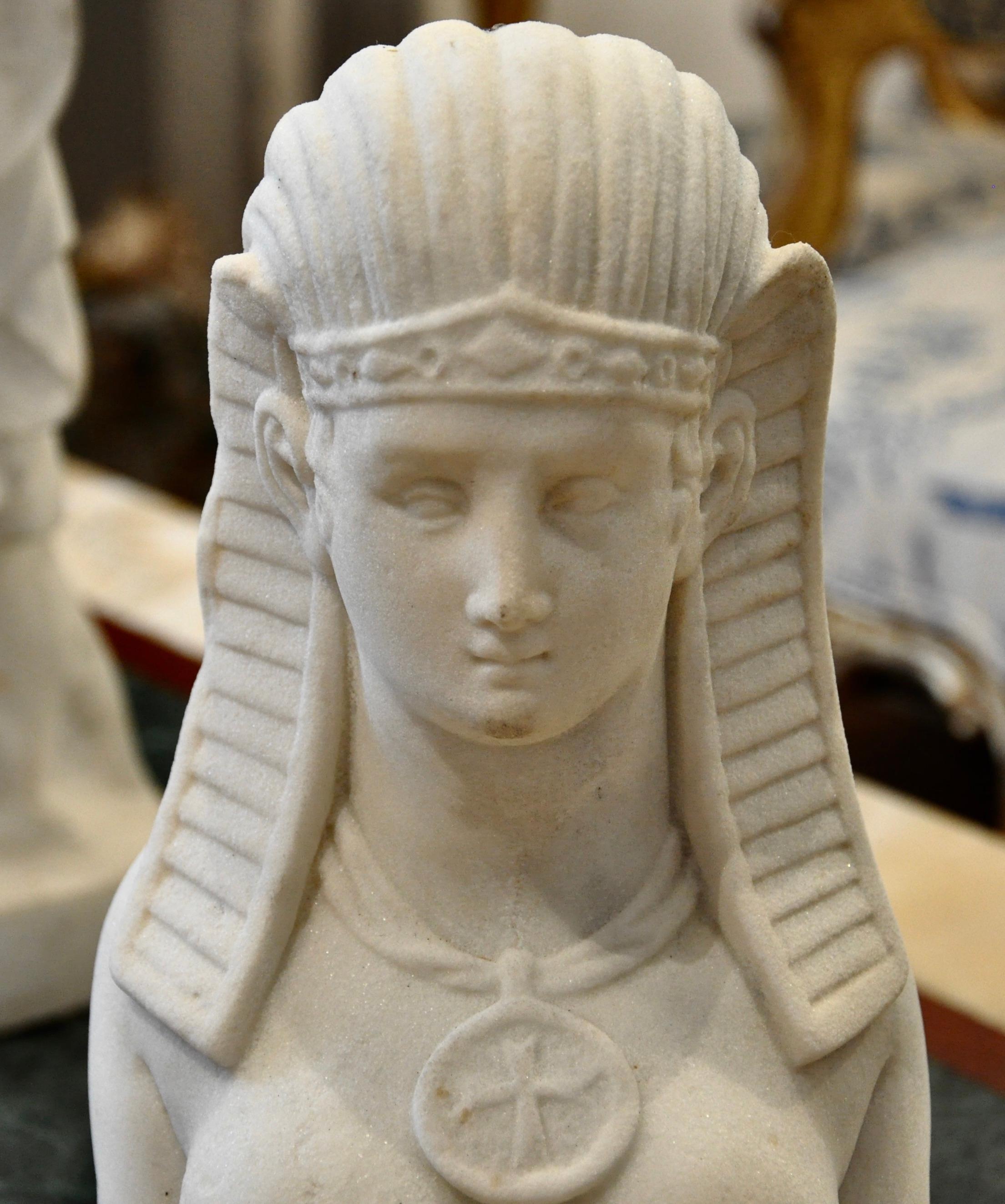 20th Century Egyptian Revival Marble Sphinx 2