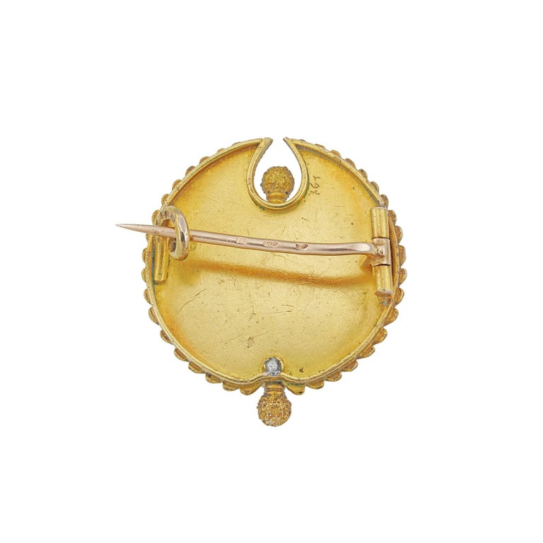 Magnifique Broche Égypte Antique En Or 14K, Rubis Et Diamants – Style Revival Des Années 1920