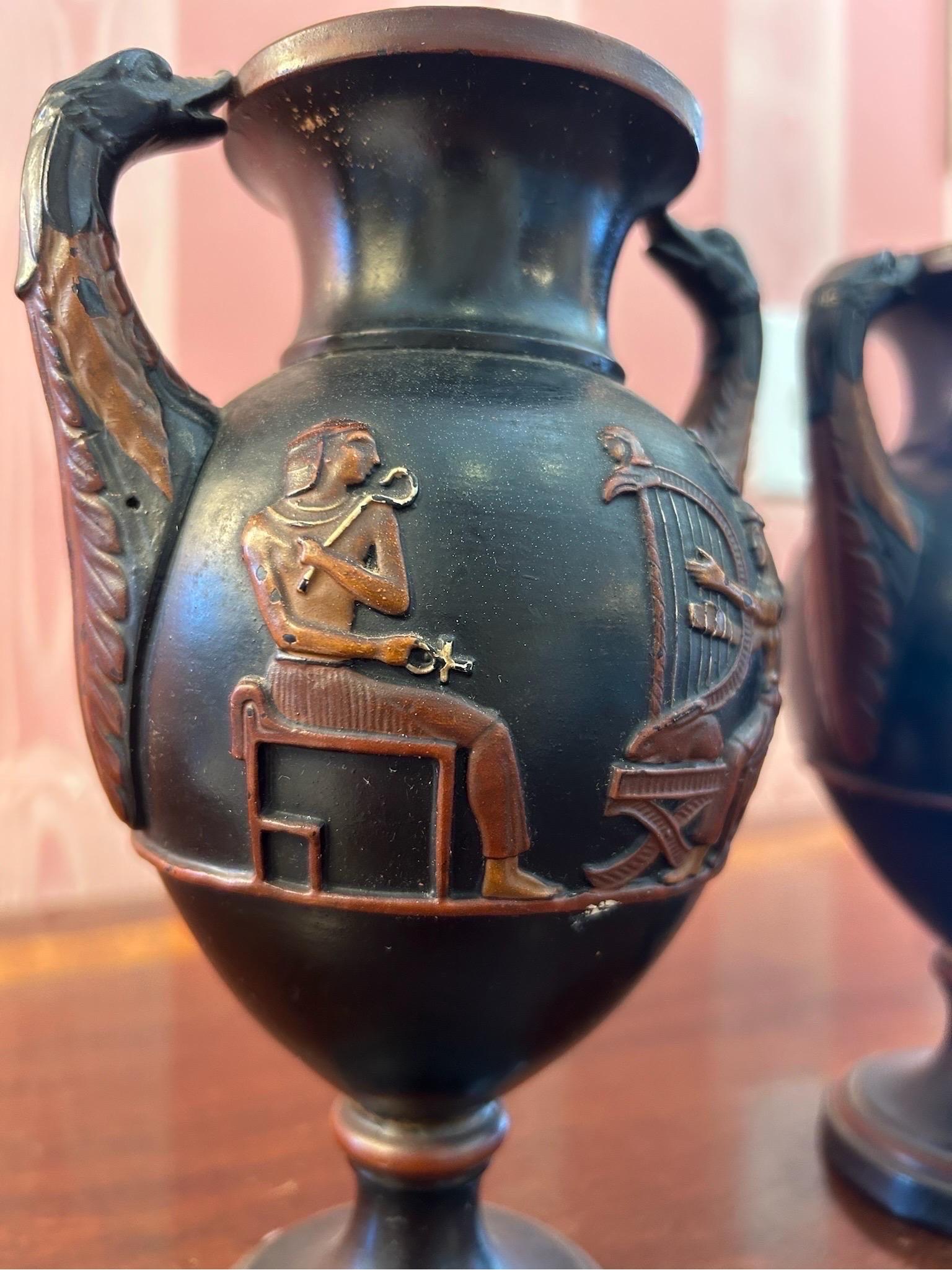 European 19th Century Egyptomania Urns by Wilhelm Schill For Sale