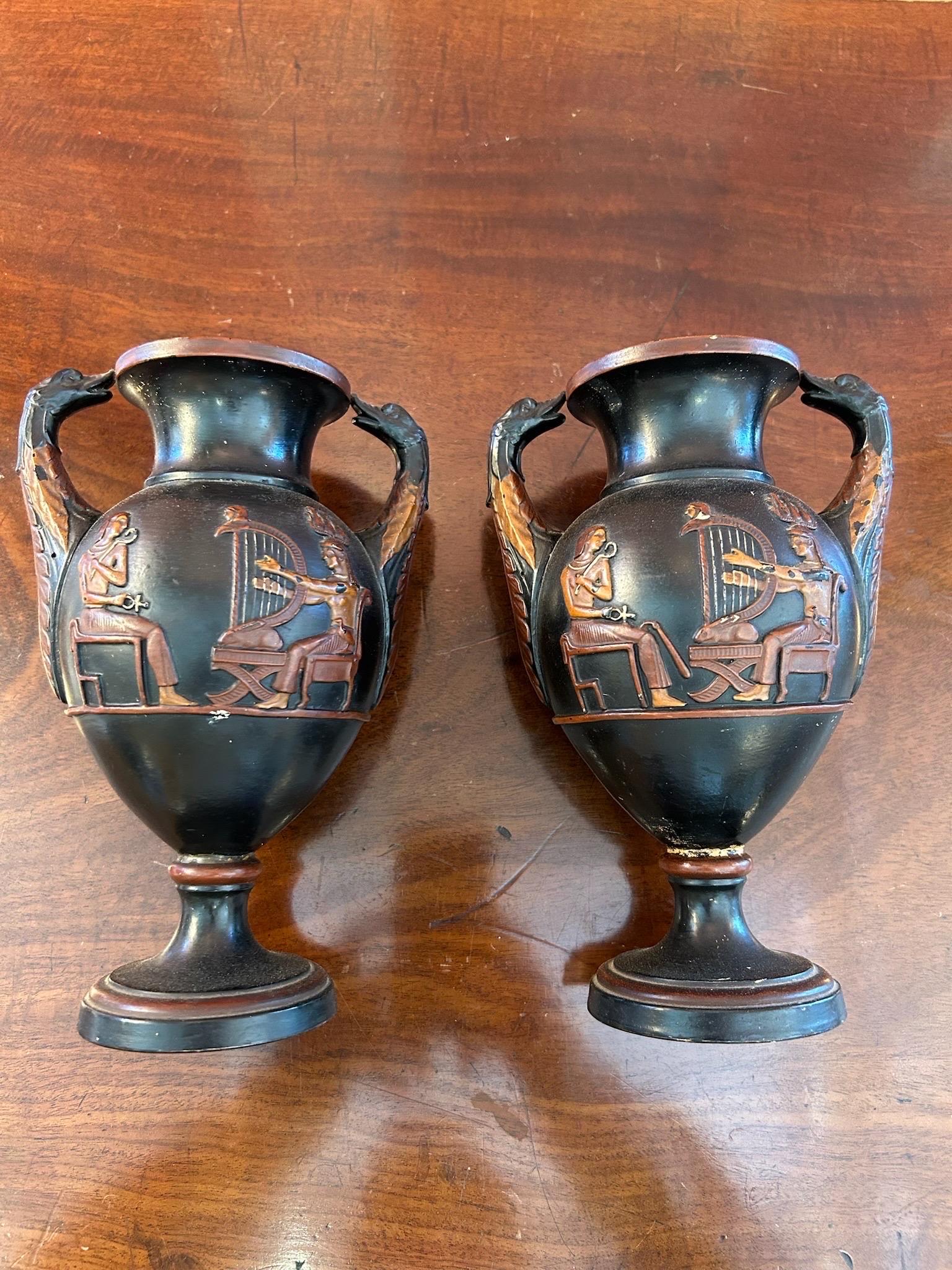 19th Century Egyptomania Urns by Wilhelm Schill In Good Condition For Sale In Richmond, VA
