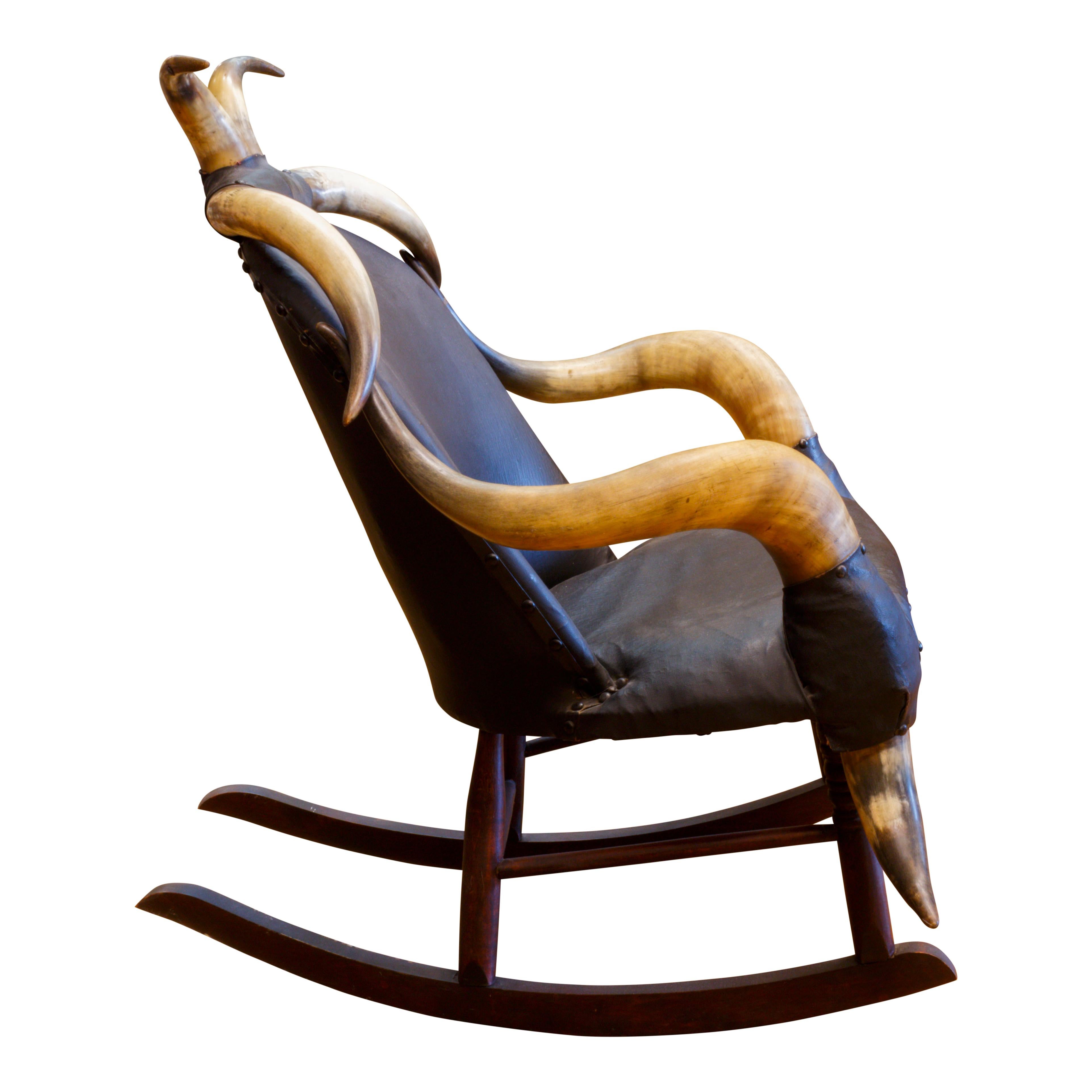 American 19th Century Eight Horn Rocking Chair For Sale