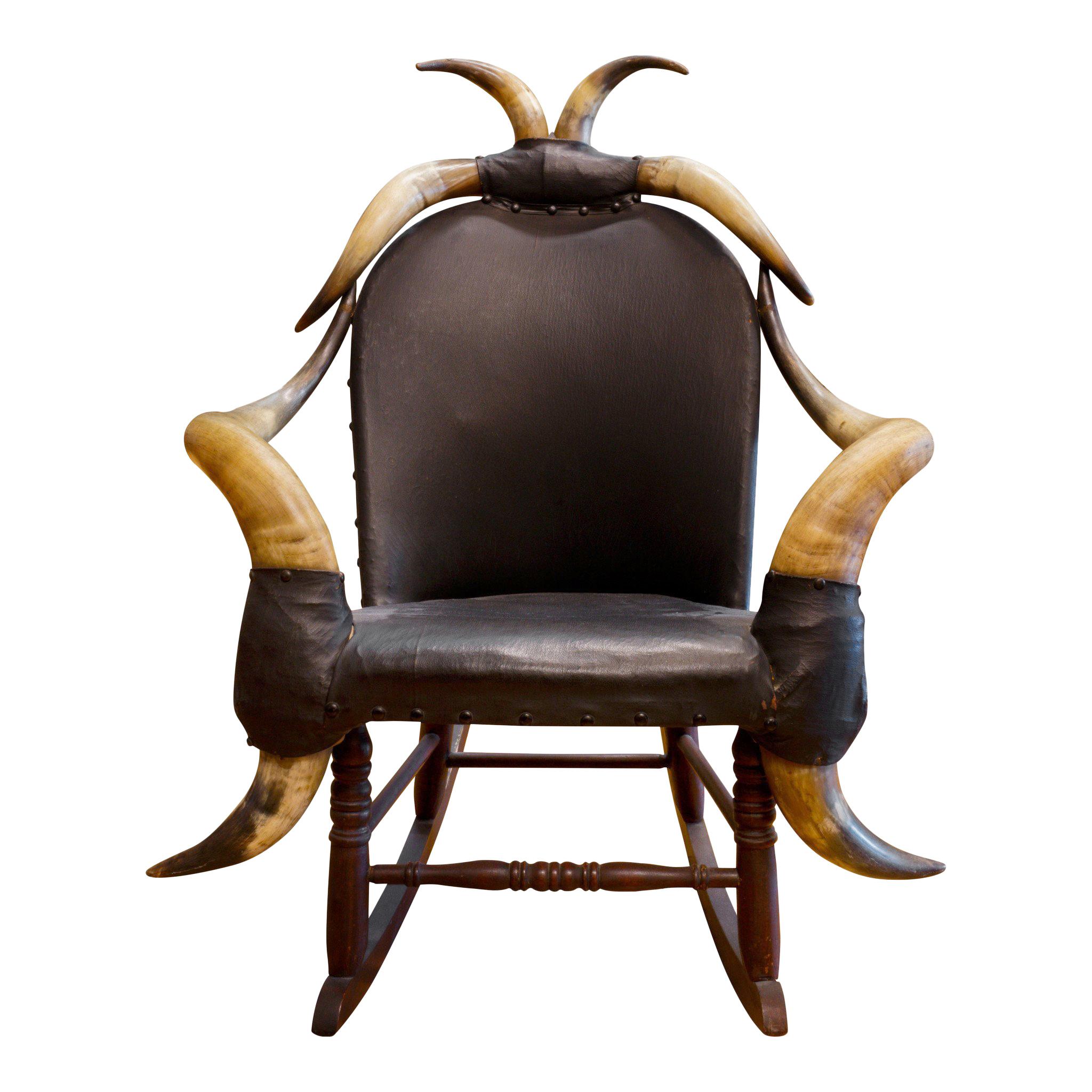 19th Century Eight Horn Rocking Chair For Sale