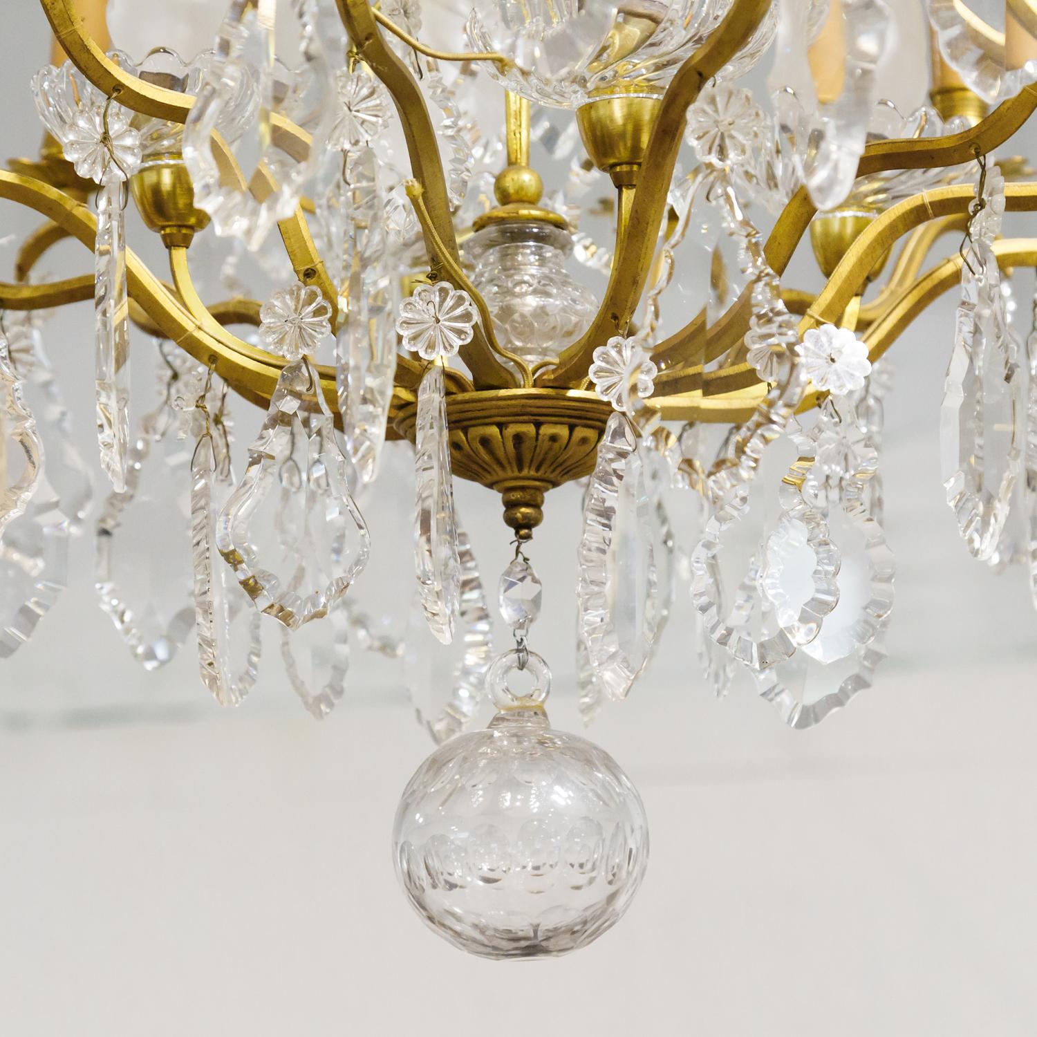 19th Century Eight-Light French Bronze Dore and Crystal Chandelier 8