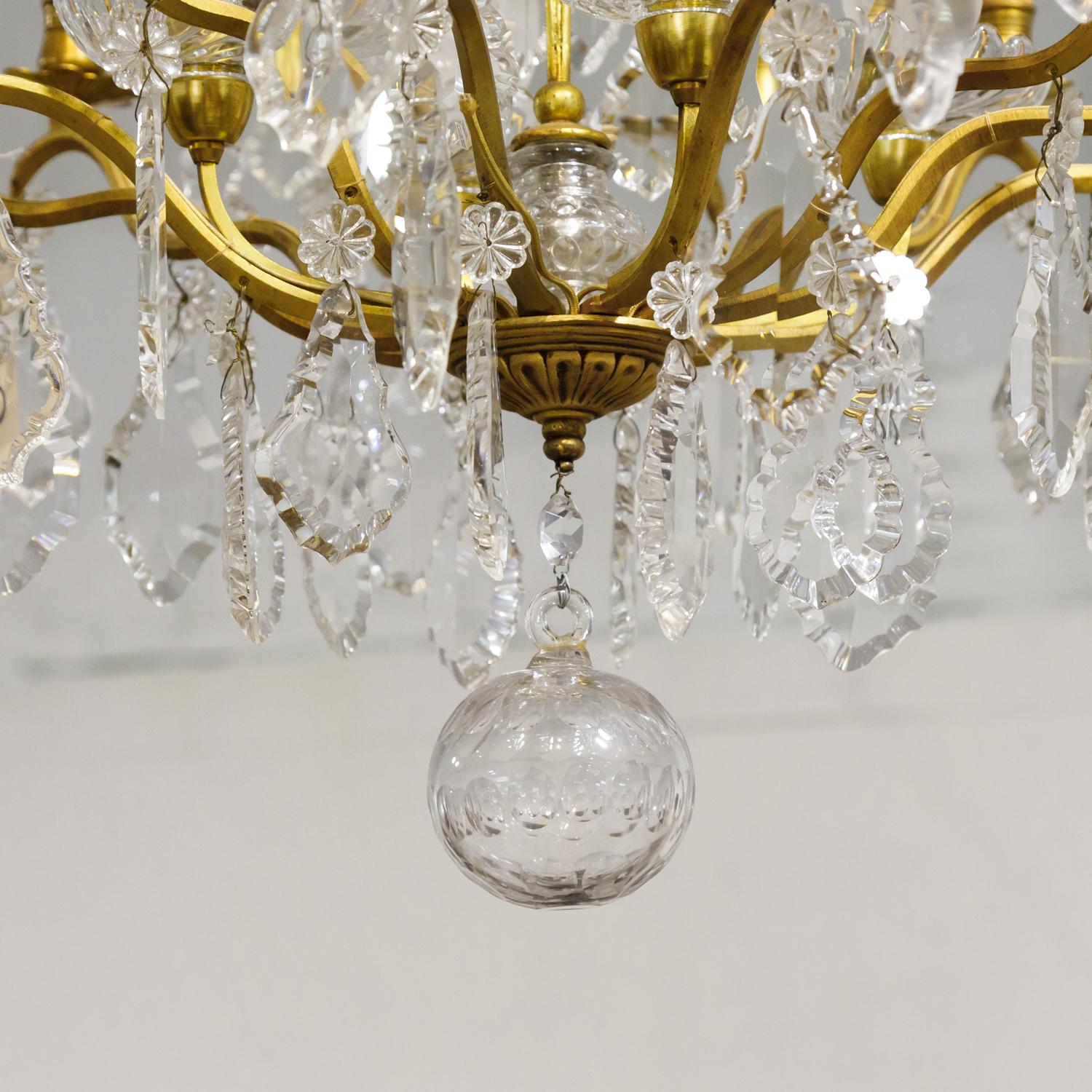 19th Century Eight-Light French Bronze Dore and Crystal Chandelier 9
