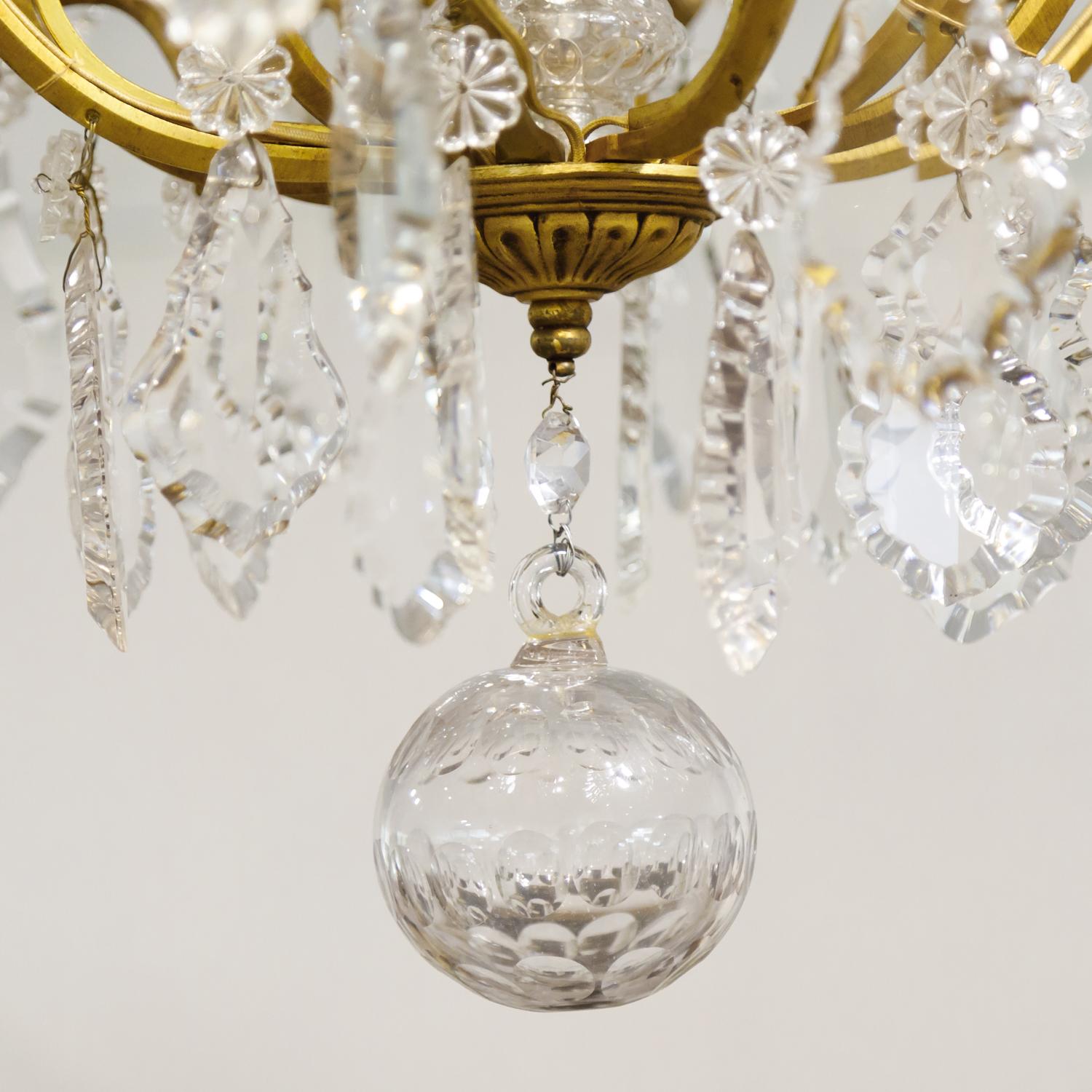 19th Century Eight-Light French Bronze Dore and Crystal Chandelier 10