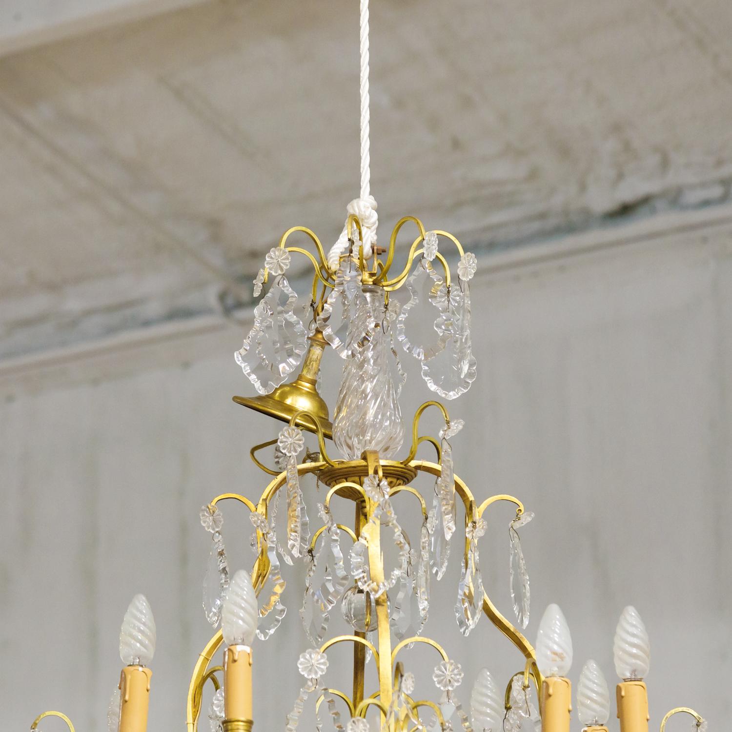 19th Century Eight-Light French Bronze Dore and Crystal Chandelier 2