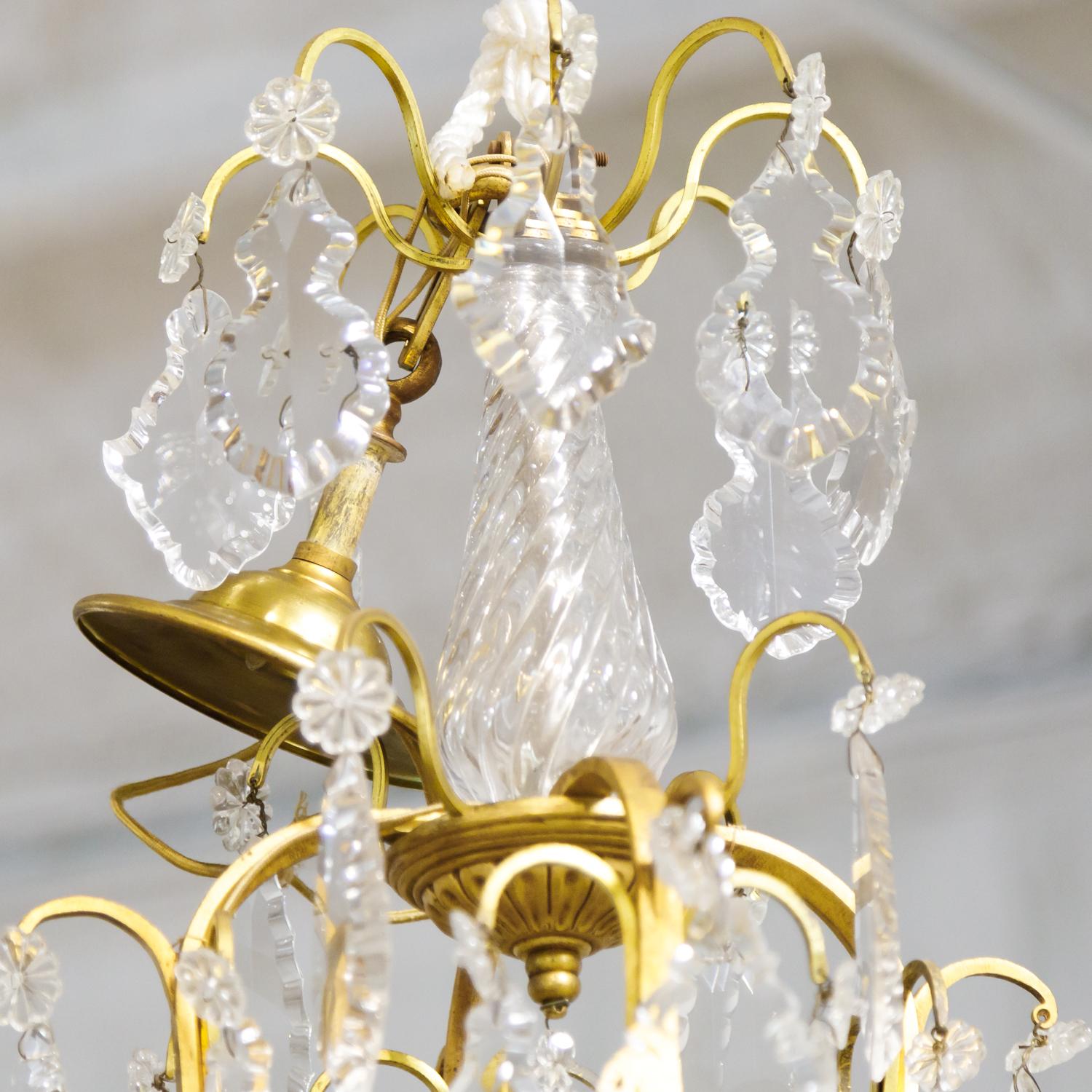 19th Century Eight-Light French Bronze Dore and Crystal Chandelier 3