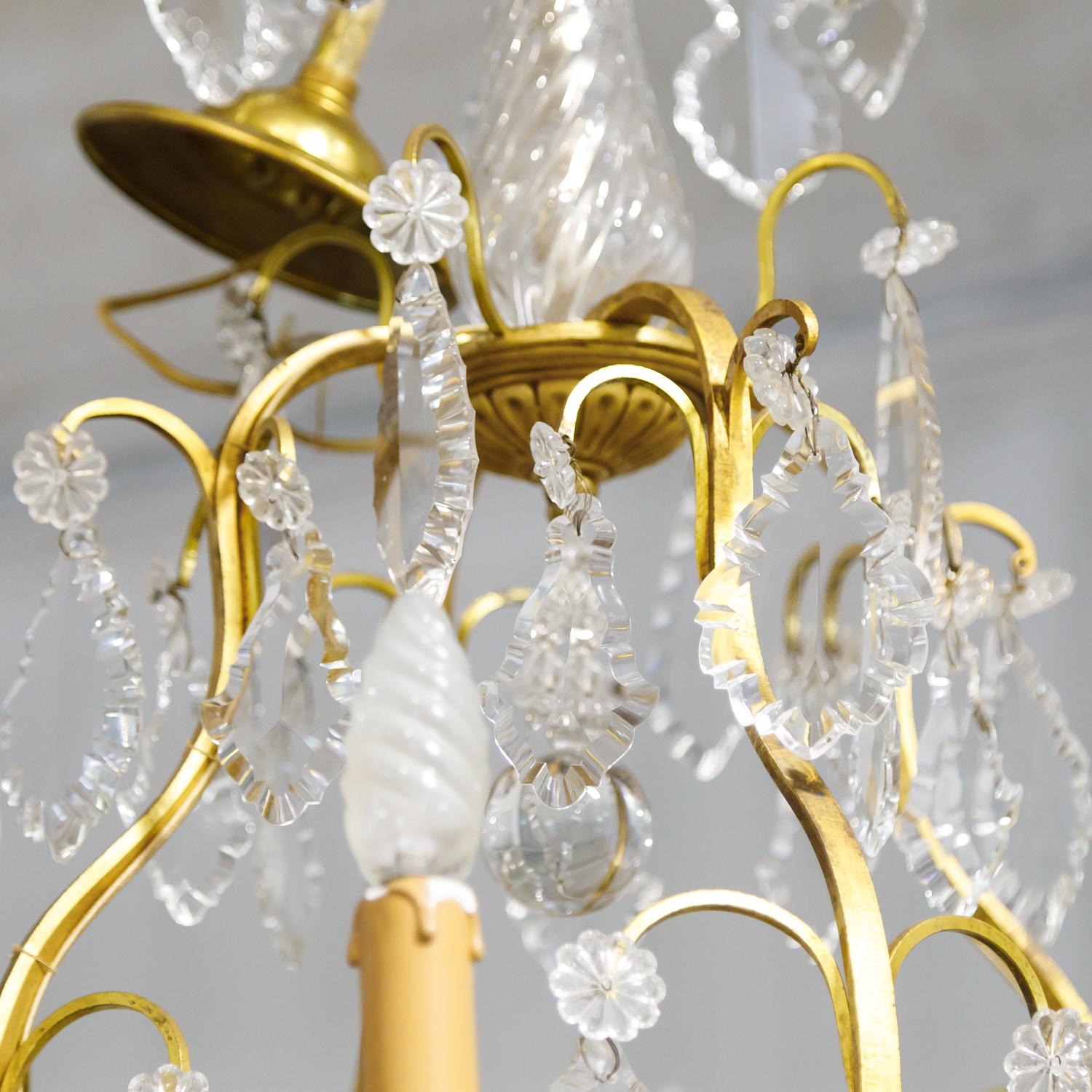 19th Century Eight-Light French Bronze Dore and Crystal Chandelier 4