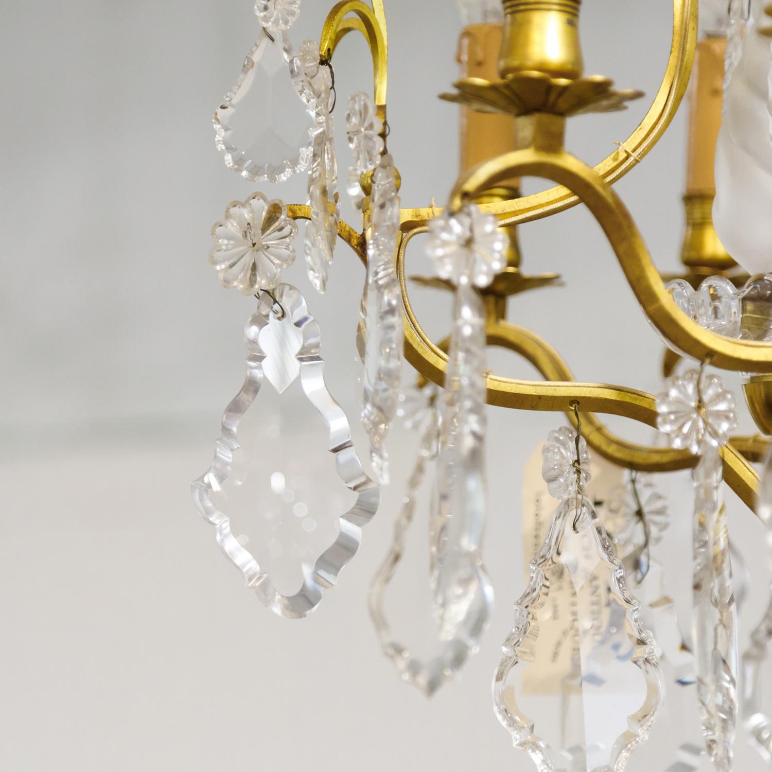 19th Century Eight-Light French Bronze Dore and Crystal Chandelier 5
