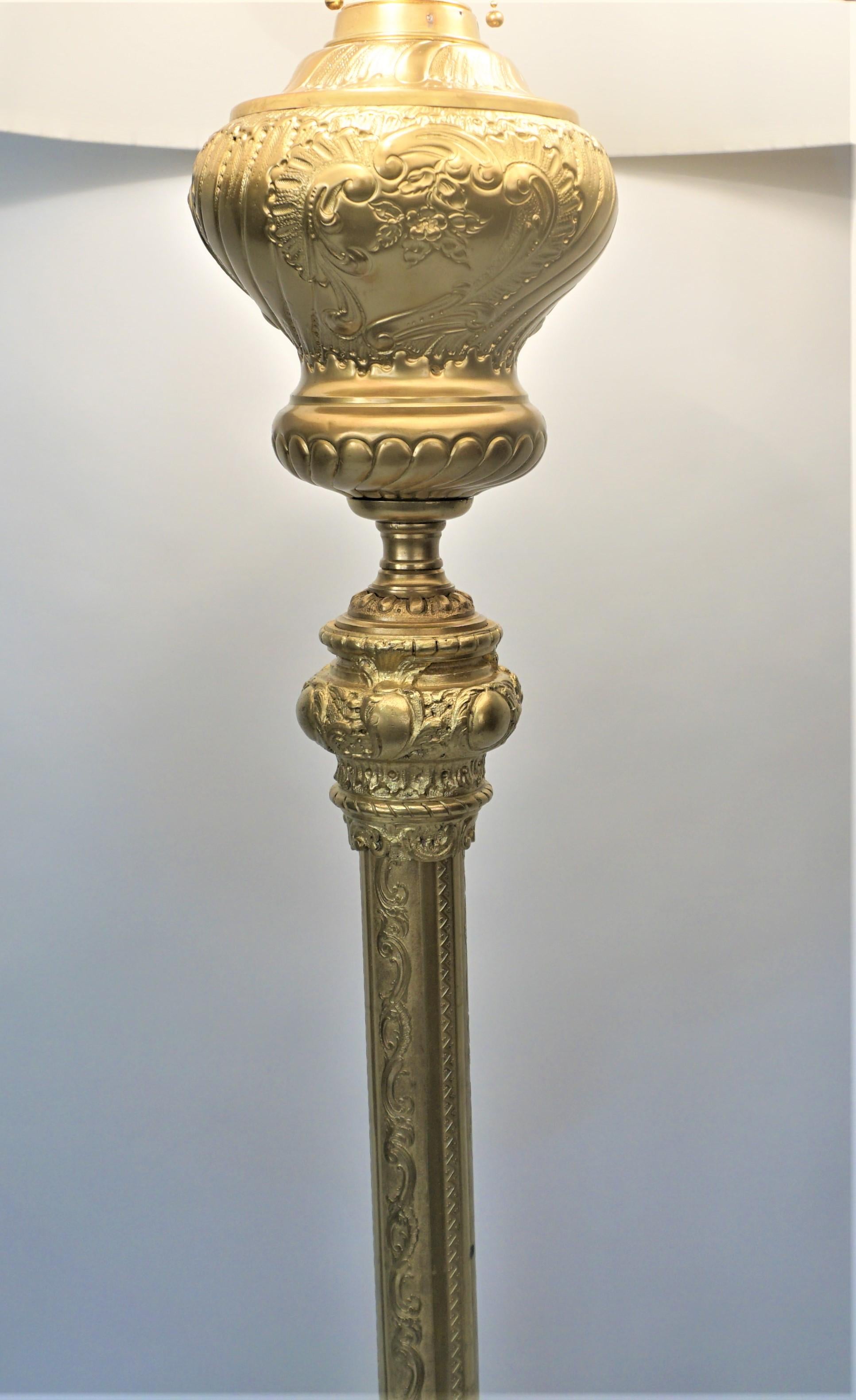 19th Century Electrefied Bronze Floor Oil Lamp For Sale 1