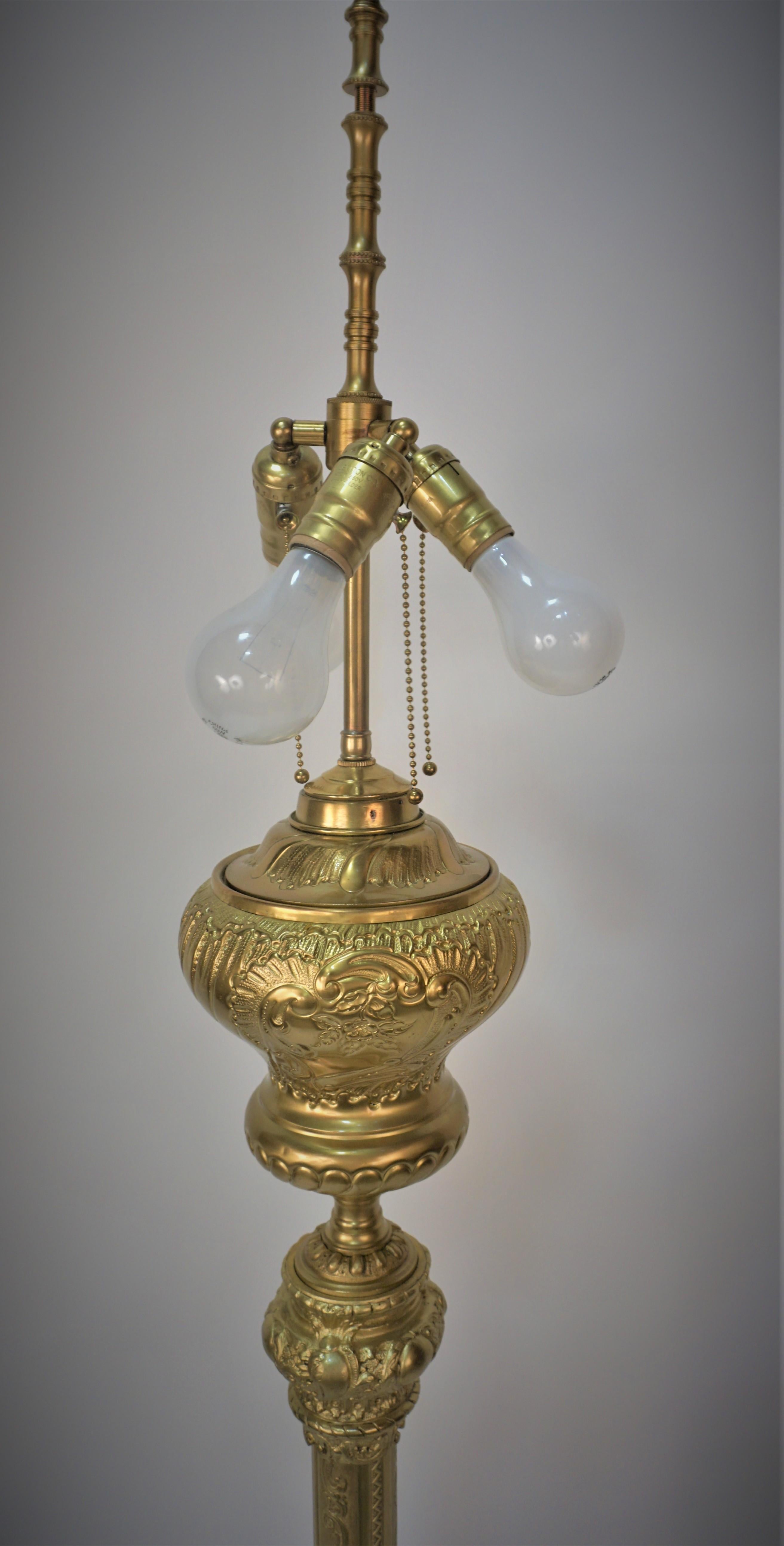 19th Century Electrefied Bronze Floor Oil Lamp For Sale 2