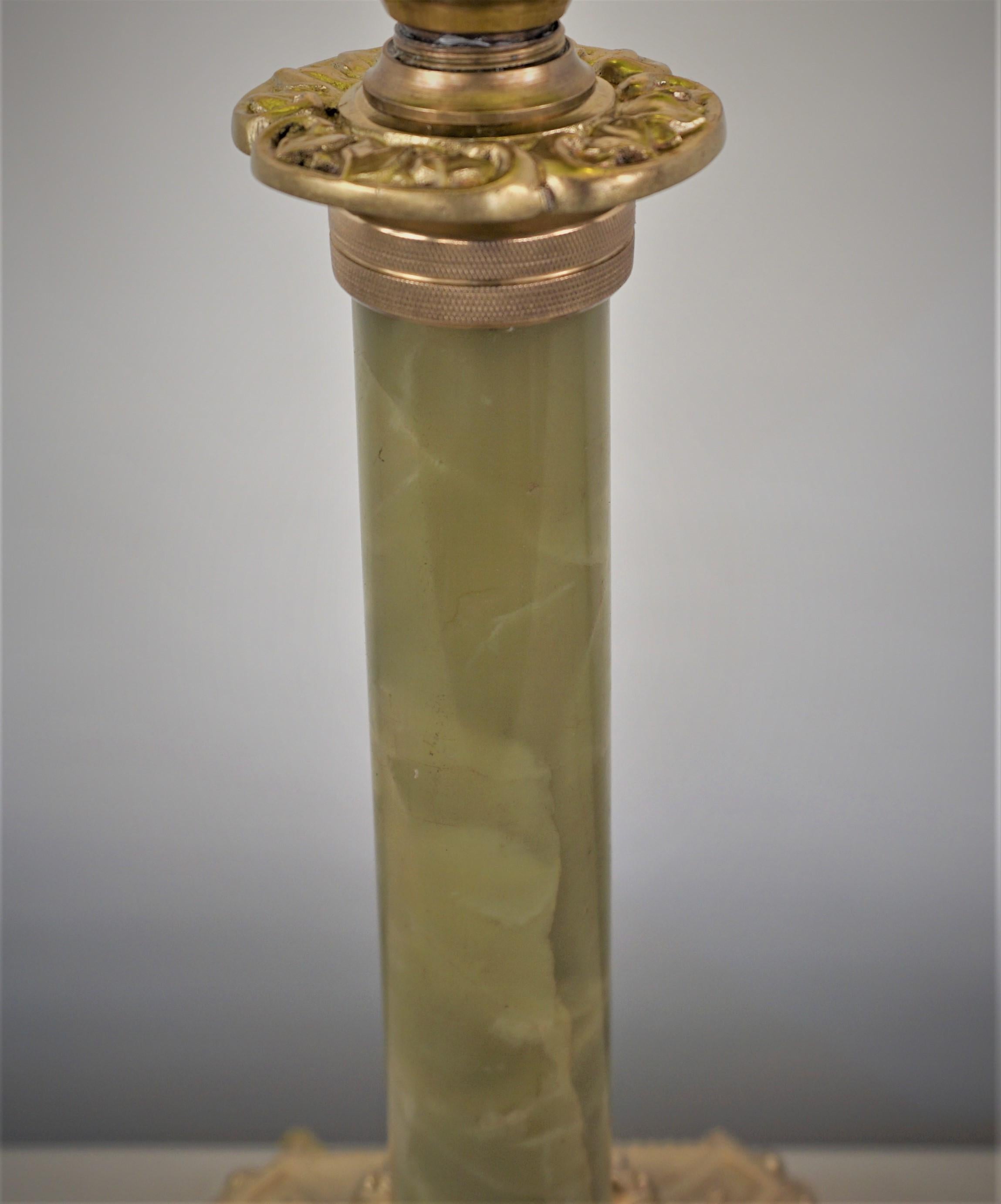 19th Century Electrified Bronze and Glass Oil Lamp 1