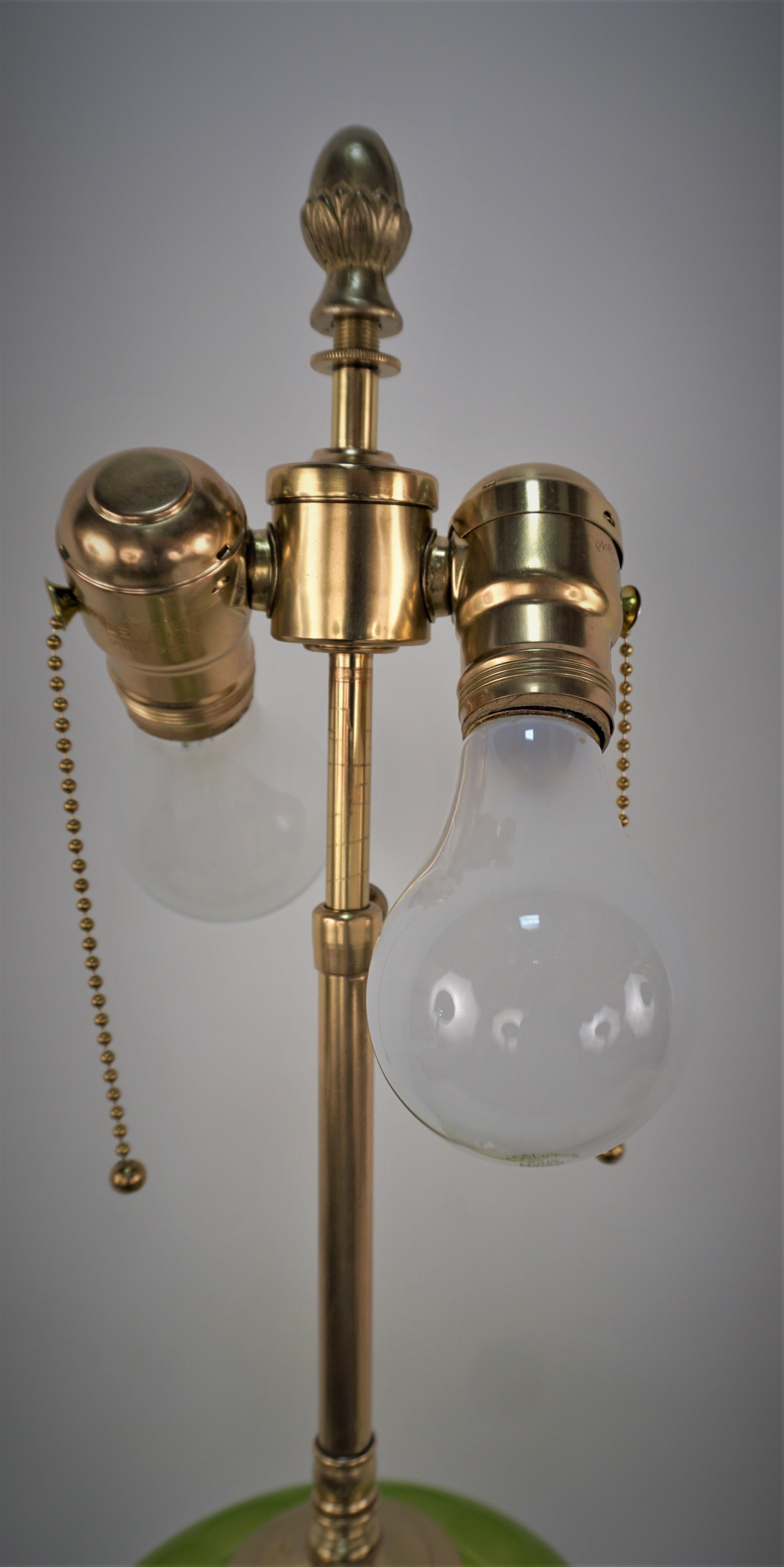 19th Century Electrified Bronze and Glass Oil Lamp 4