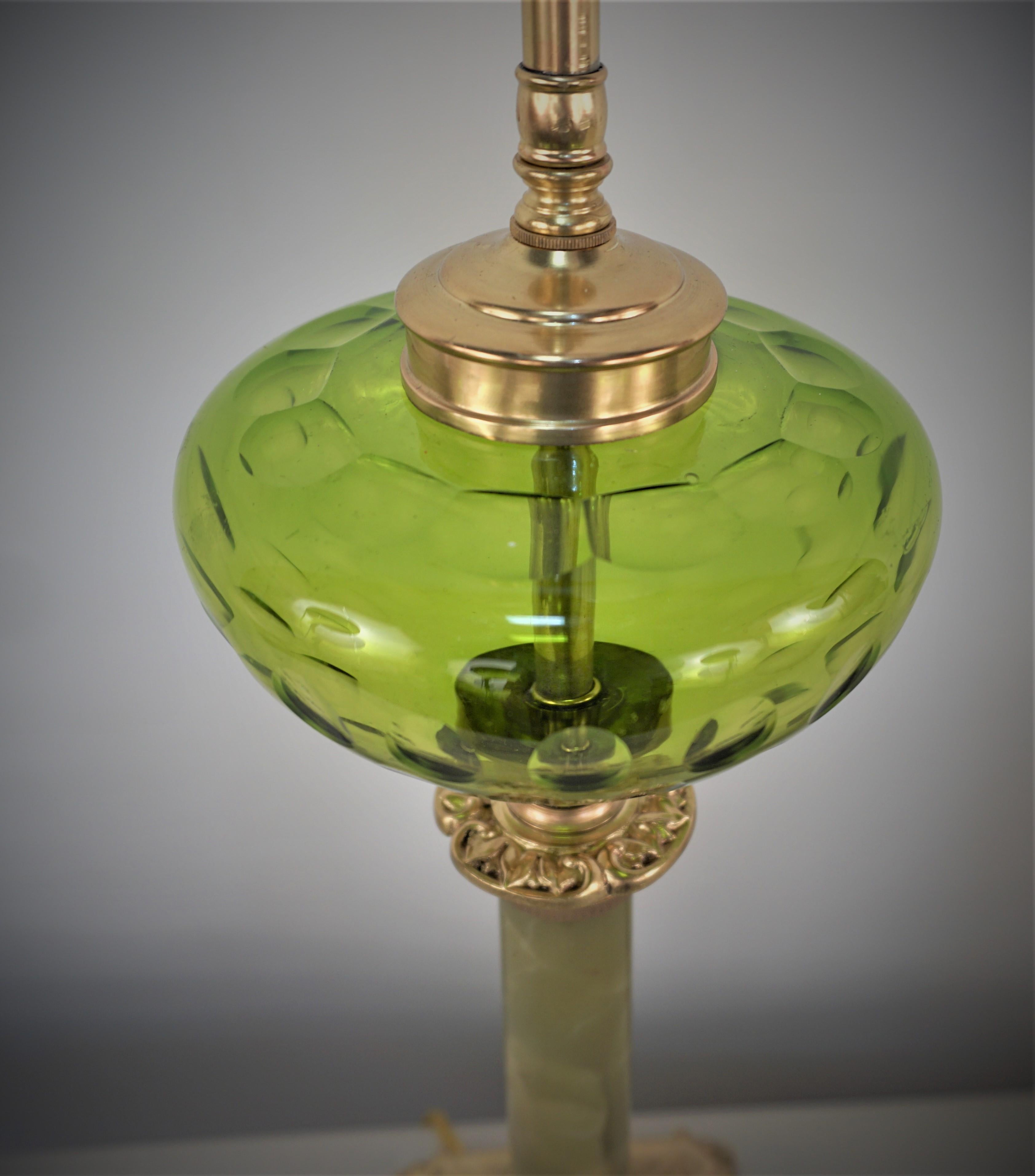 19th Century Electrified Bronze and Glass Oil Lamp 5