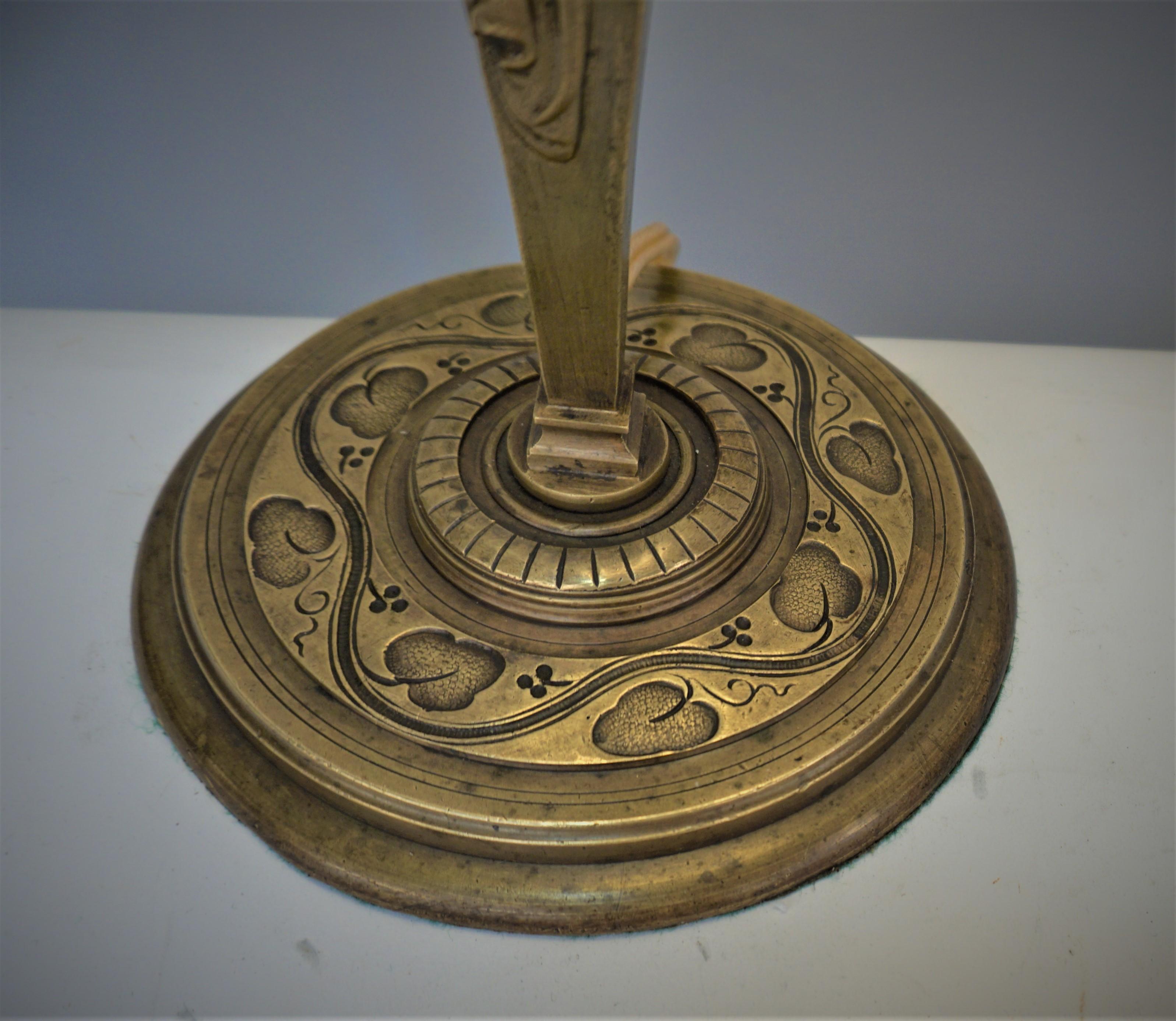 19th Century Electrified Bronze Candlestick Lamp In Good Condition For Sale In Fairfax, VA