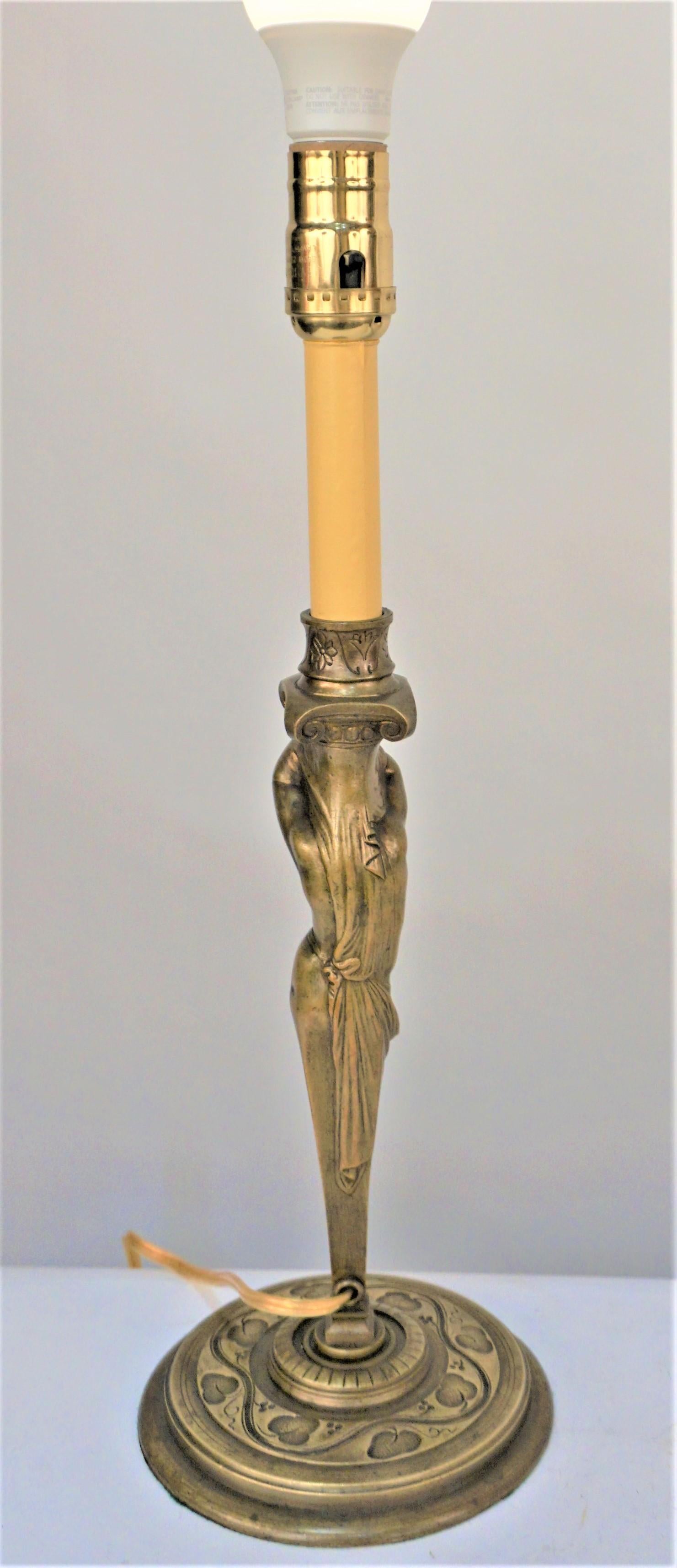 19th Century Electrified Bronze Candlestick Lamp For Sale 5