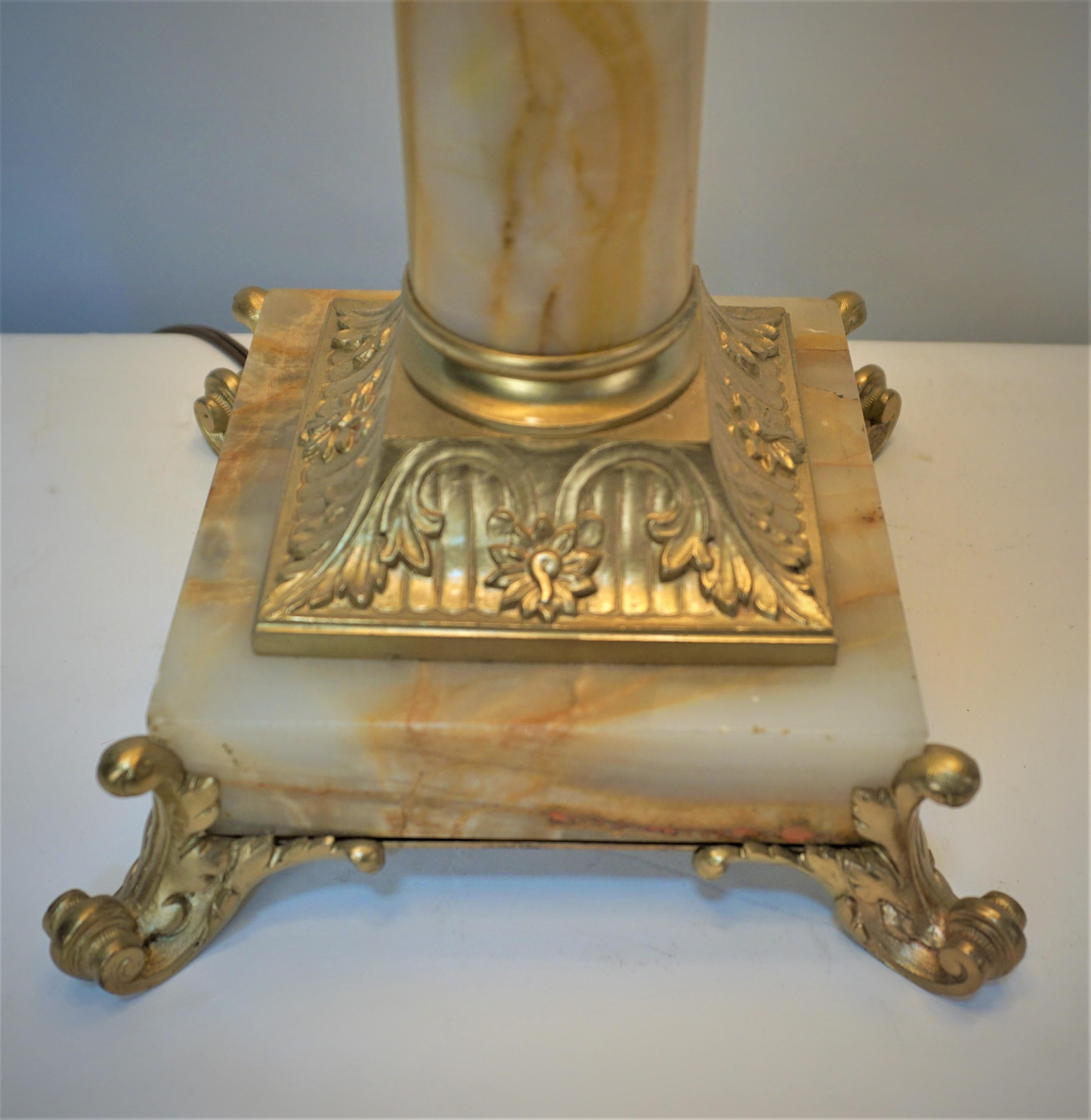 French 19th Century Electrified Bronze Onyx Table Lamp