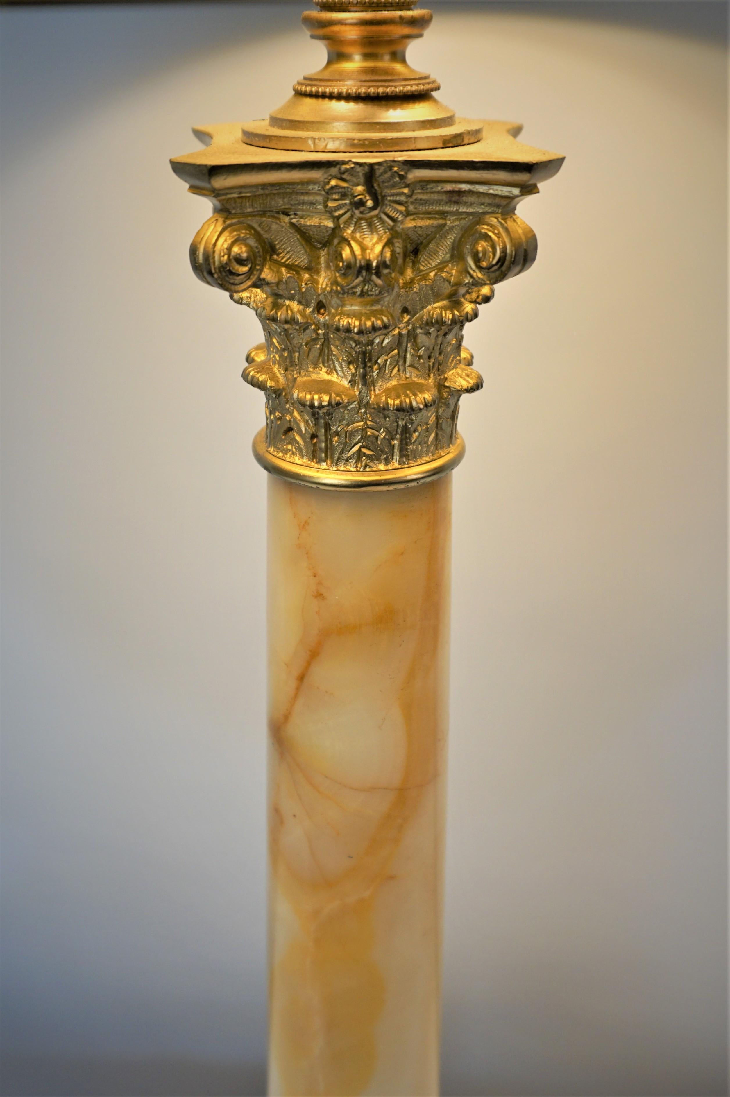 19th Century Electrified Bronze Onyx Table Lamp In Good Condition In Fairfax, VA
