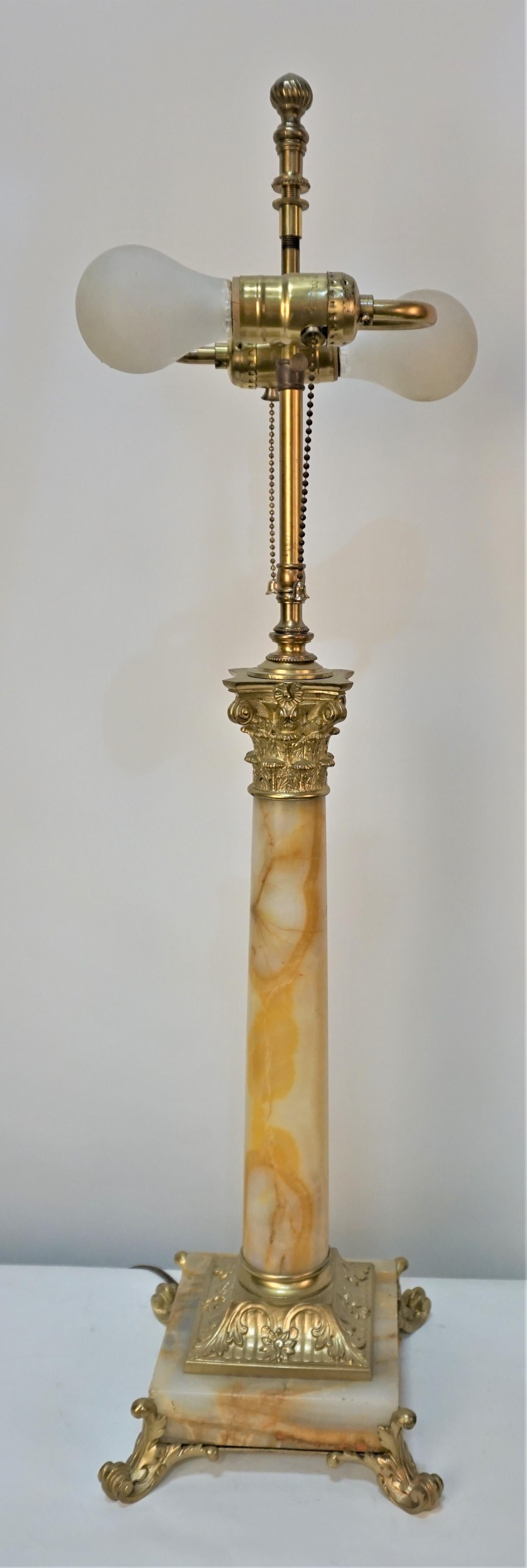 19th Century Electrified Bronze Onyx Table Lamp 1