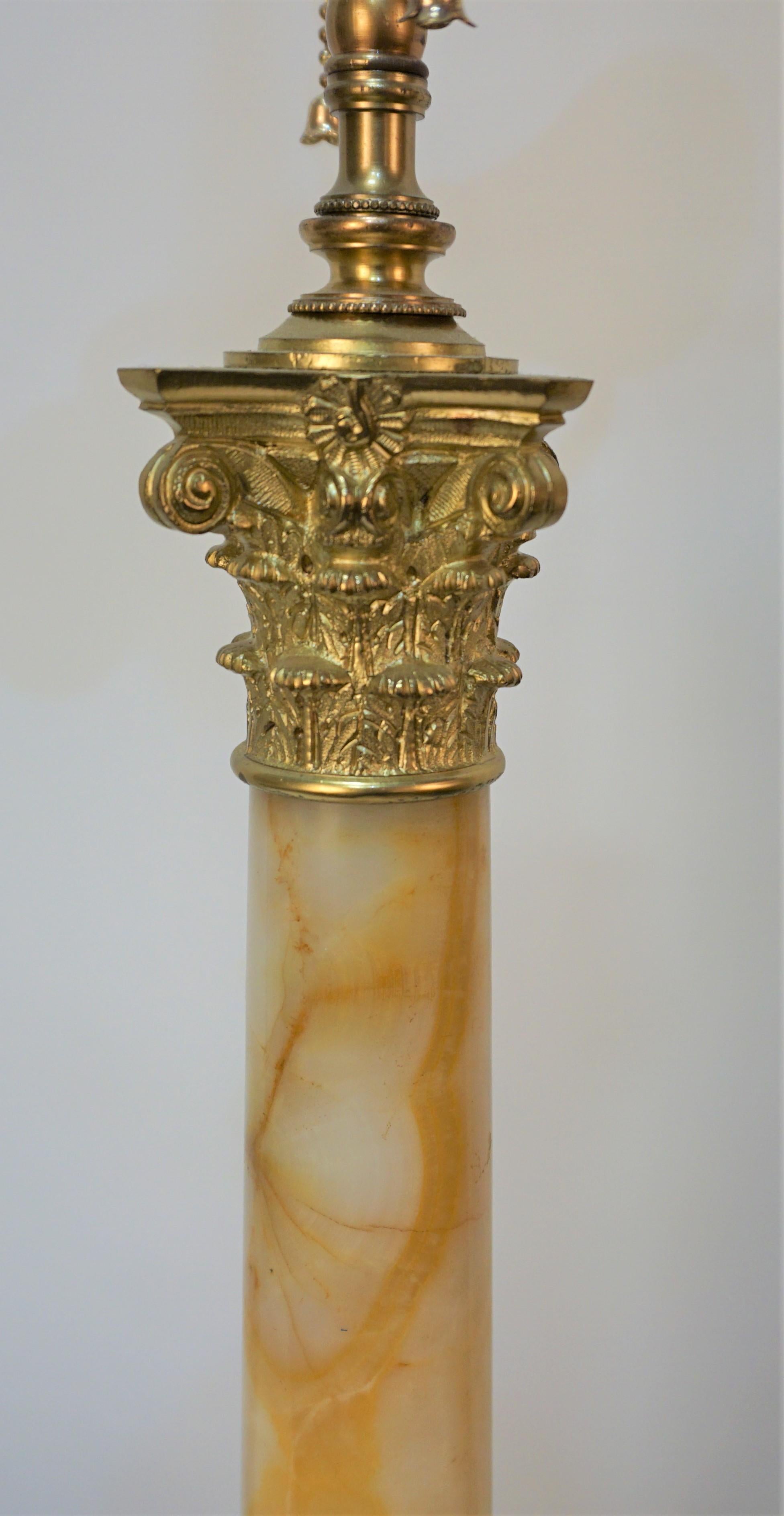 19th Century Electrified Bronze Onyx Table Lamp 3