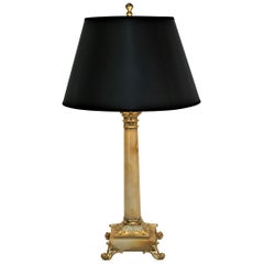19th Century Electrified Bronze Onyx Table Lamp