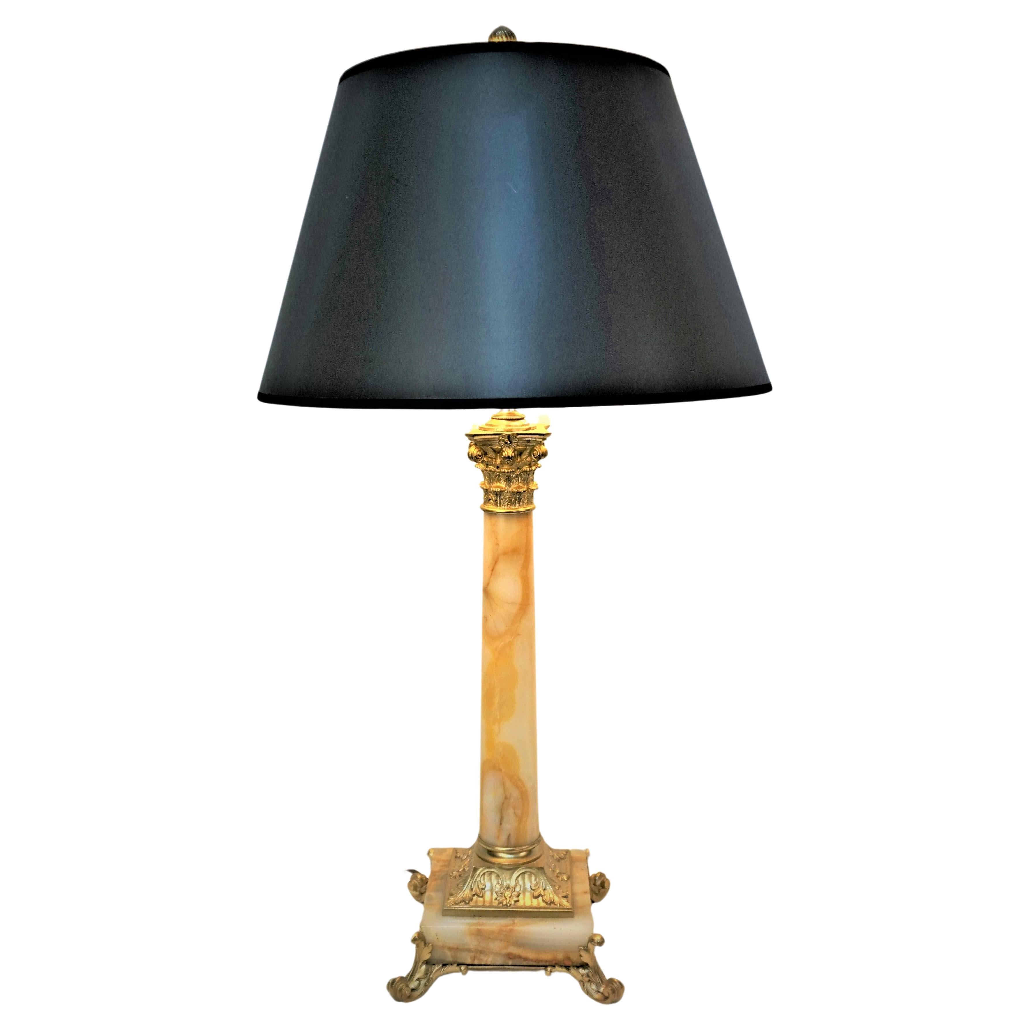 19th Century Electrified Bronze Onyx Table Lamp