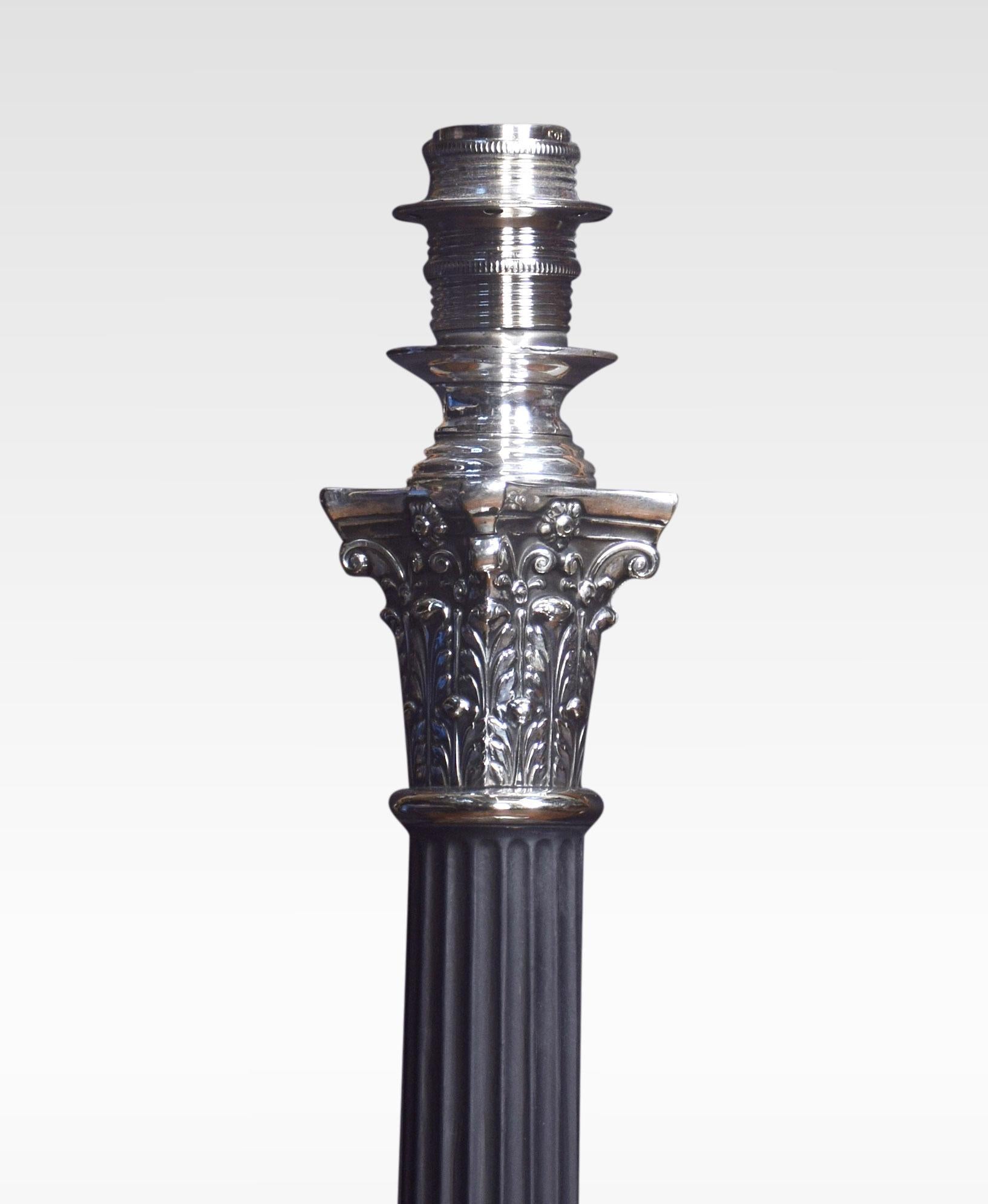 19th Century Electroplated Corinthian Column Table Lamp In Good Condition For Sale In Cheshire, GB