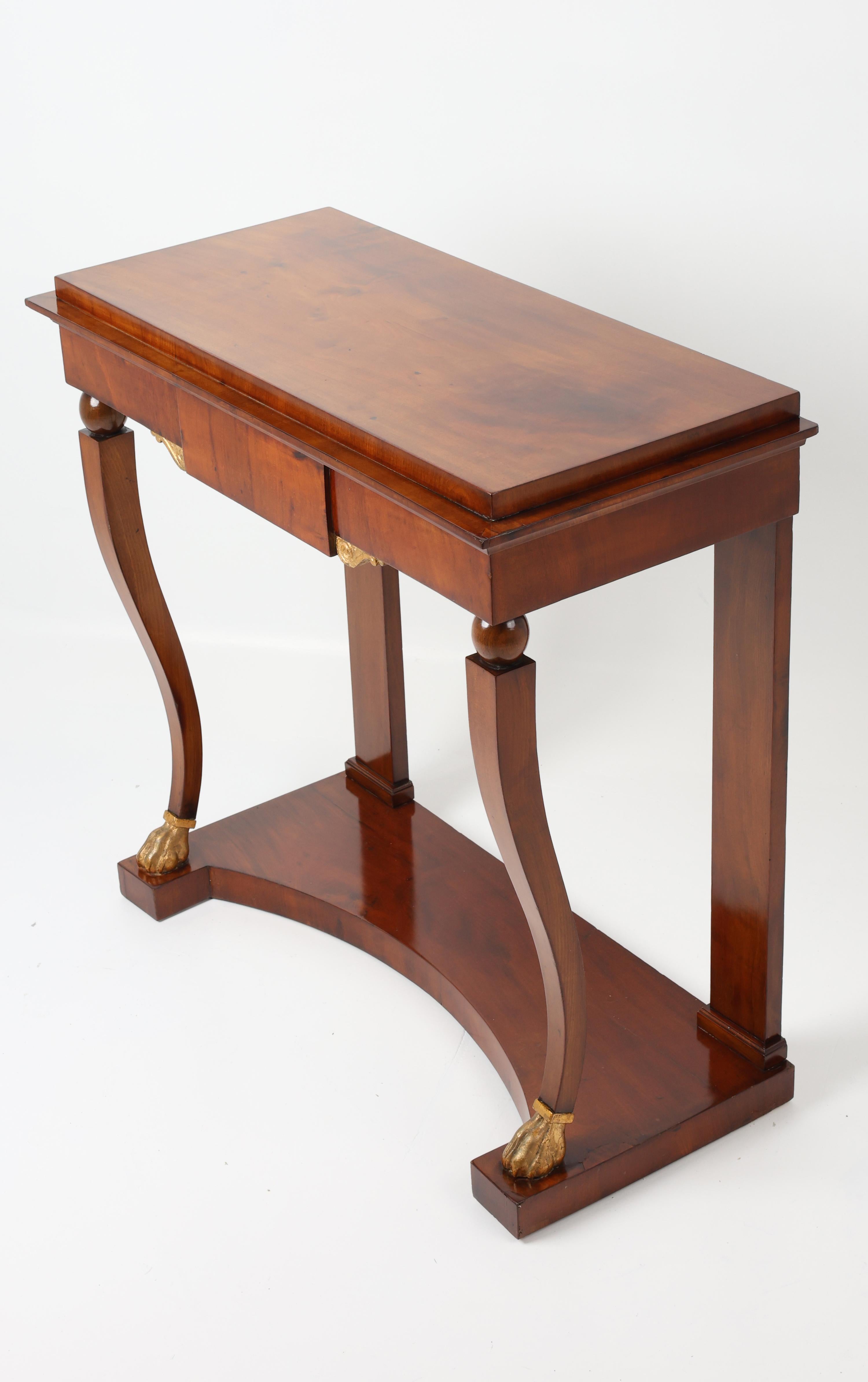 Biedermeier 19th Century Elegant Mahogany-Veneered Console Table For Sale