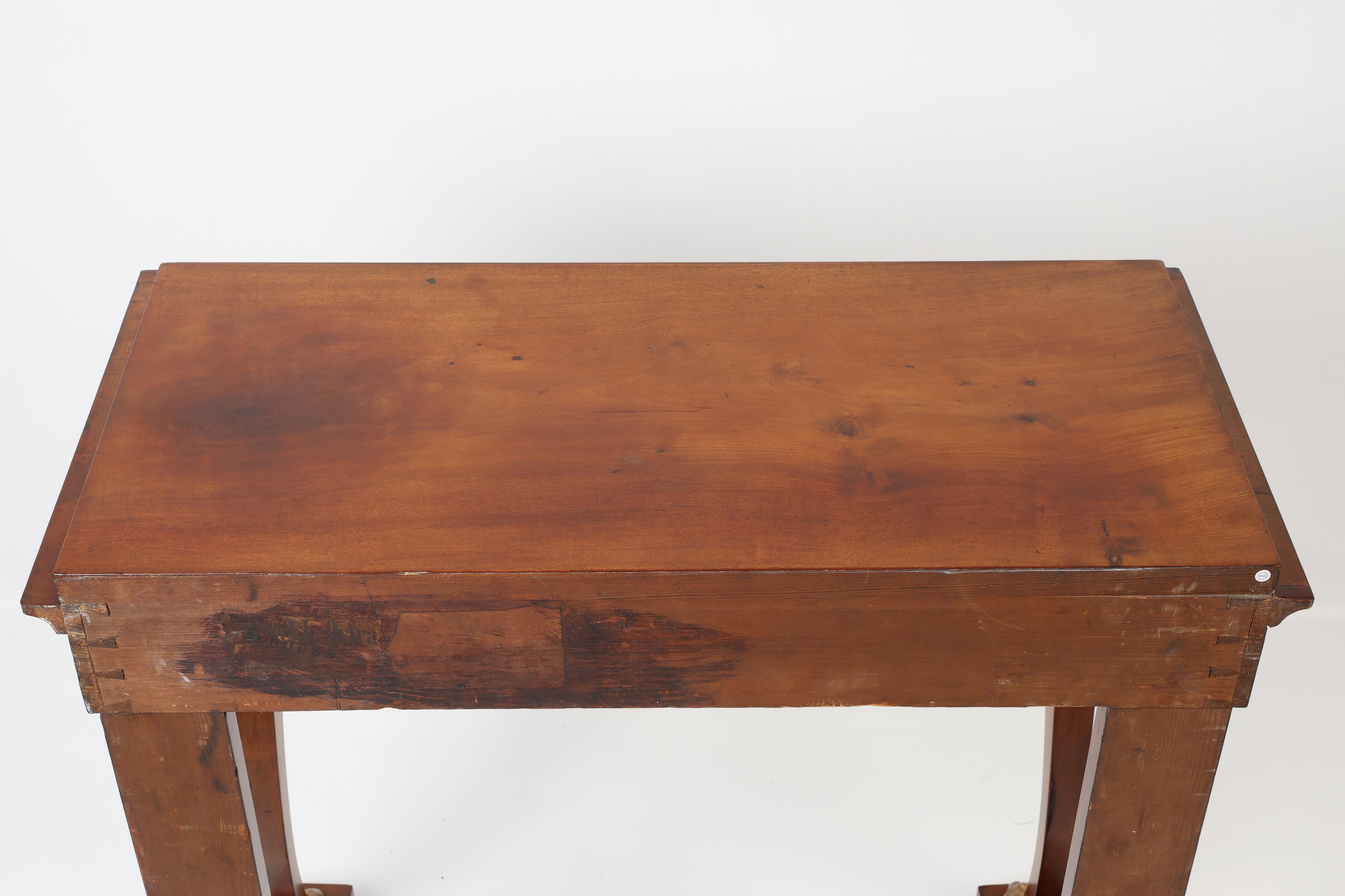 Polished 19th Century Elegant Mahogany-Veneered Console Table For Sale