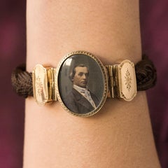 Fotografia elegante del XIX secolo Bracciale per capelli in oro giallo 18 carati