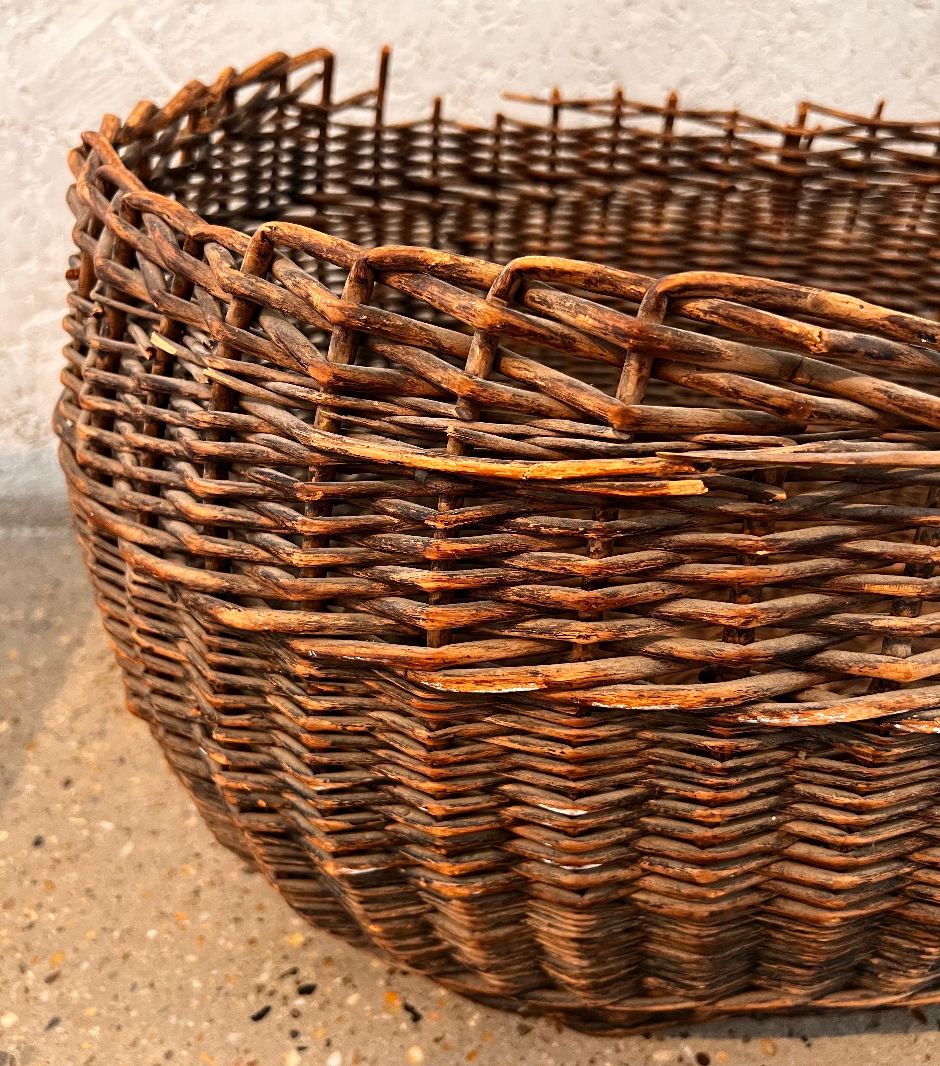 Hand-Woven 19th Century Elegantly “Broken” American Woven Reed Basket