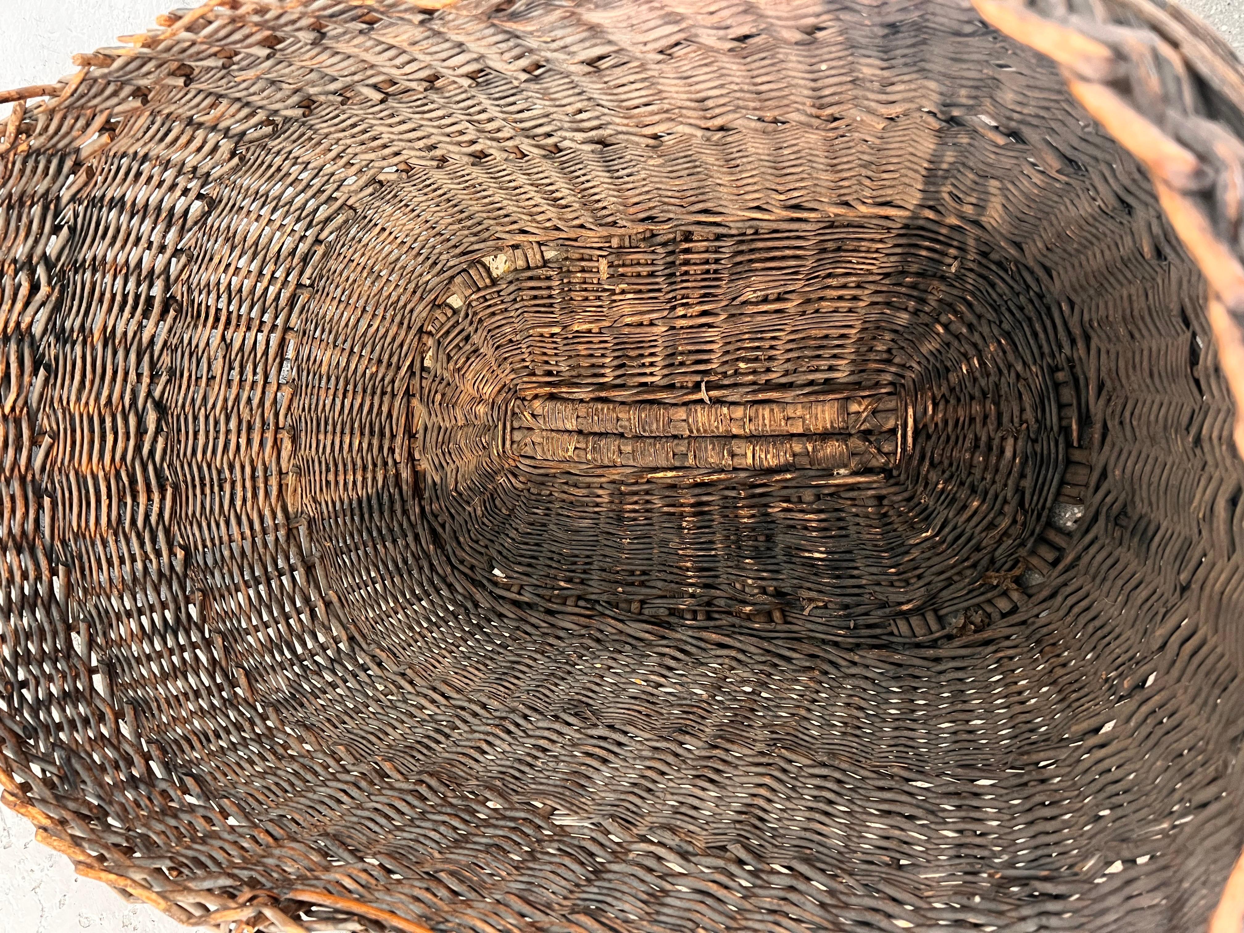 19th Century Elegantly “Broken” American Woven Reed Basket 1
