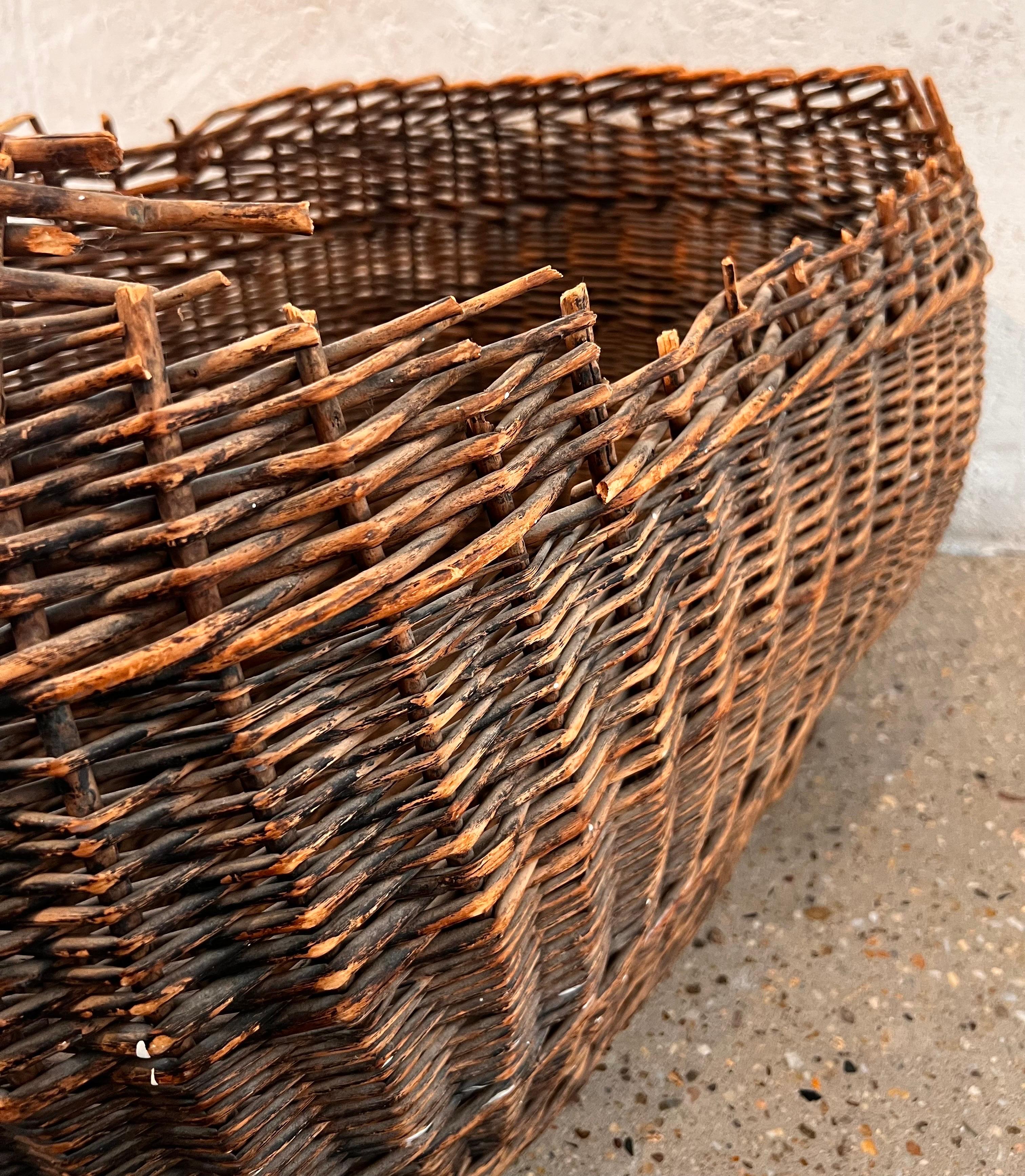 19th Century Elegantly “Broken” American Woven Reed Basket 2