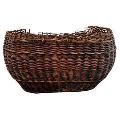 19th Century Elegantly “Broken” American Woven Reed Basket