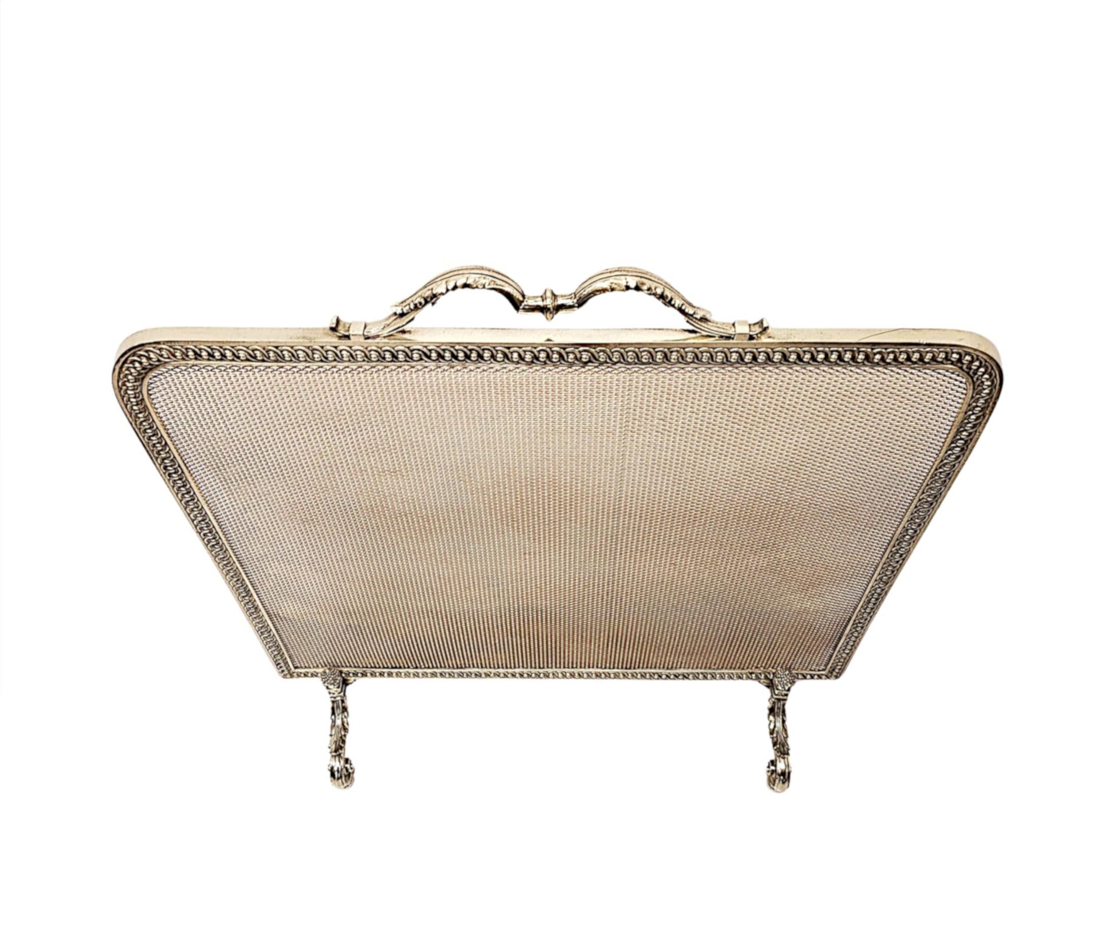 English 19th Century Elegantly Simple Large Brass Fire Screen For Sale