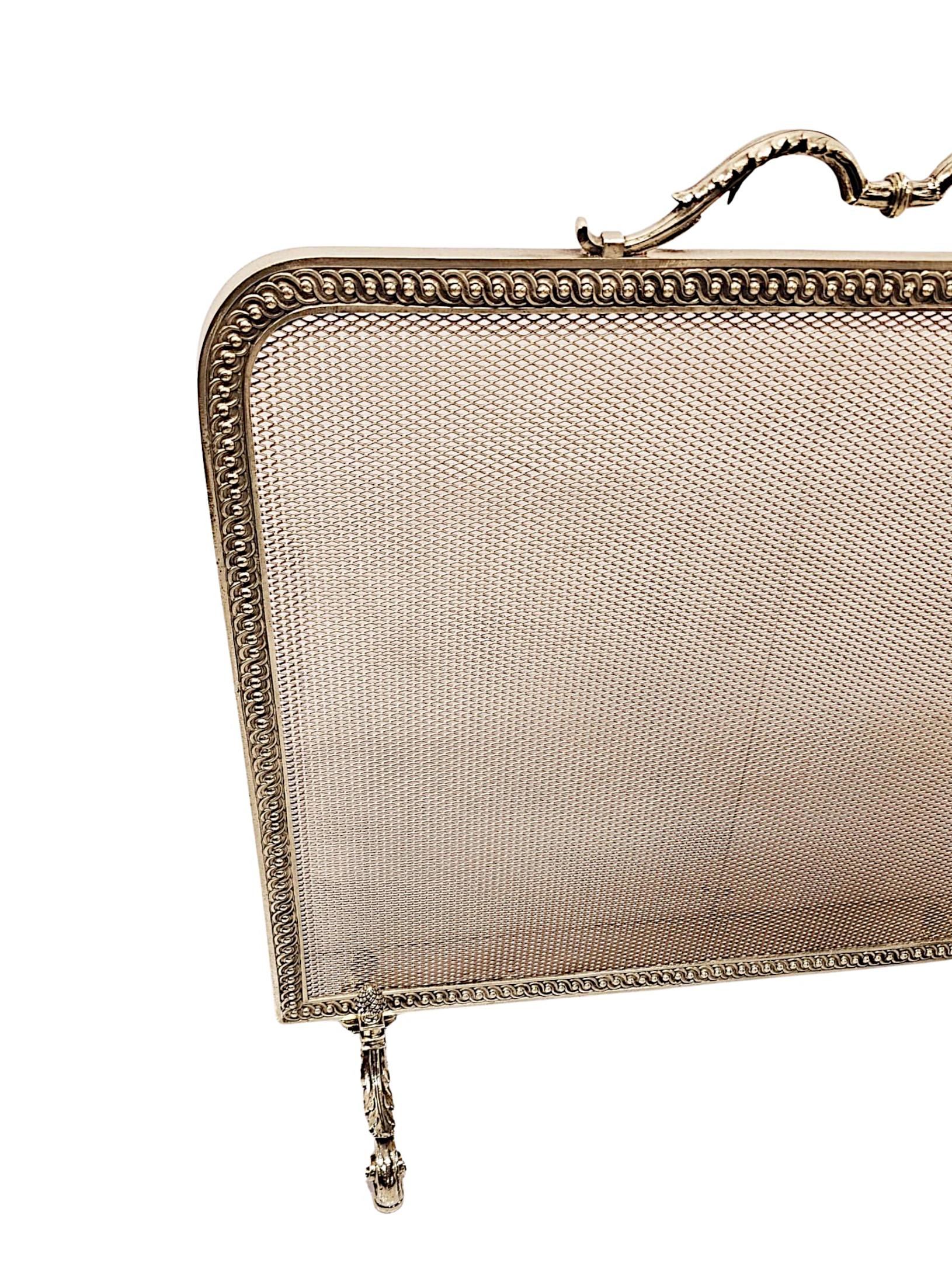 19th Century Elegantly Simple Large Brass Fire Screen In Good Condition For Sale In Dublin, IE