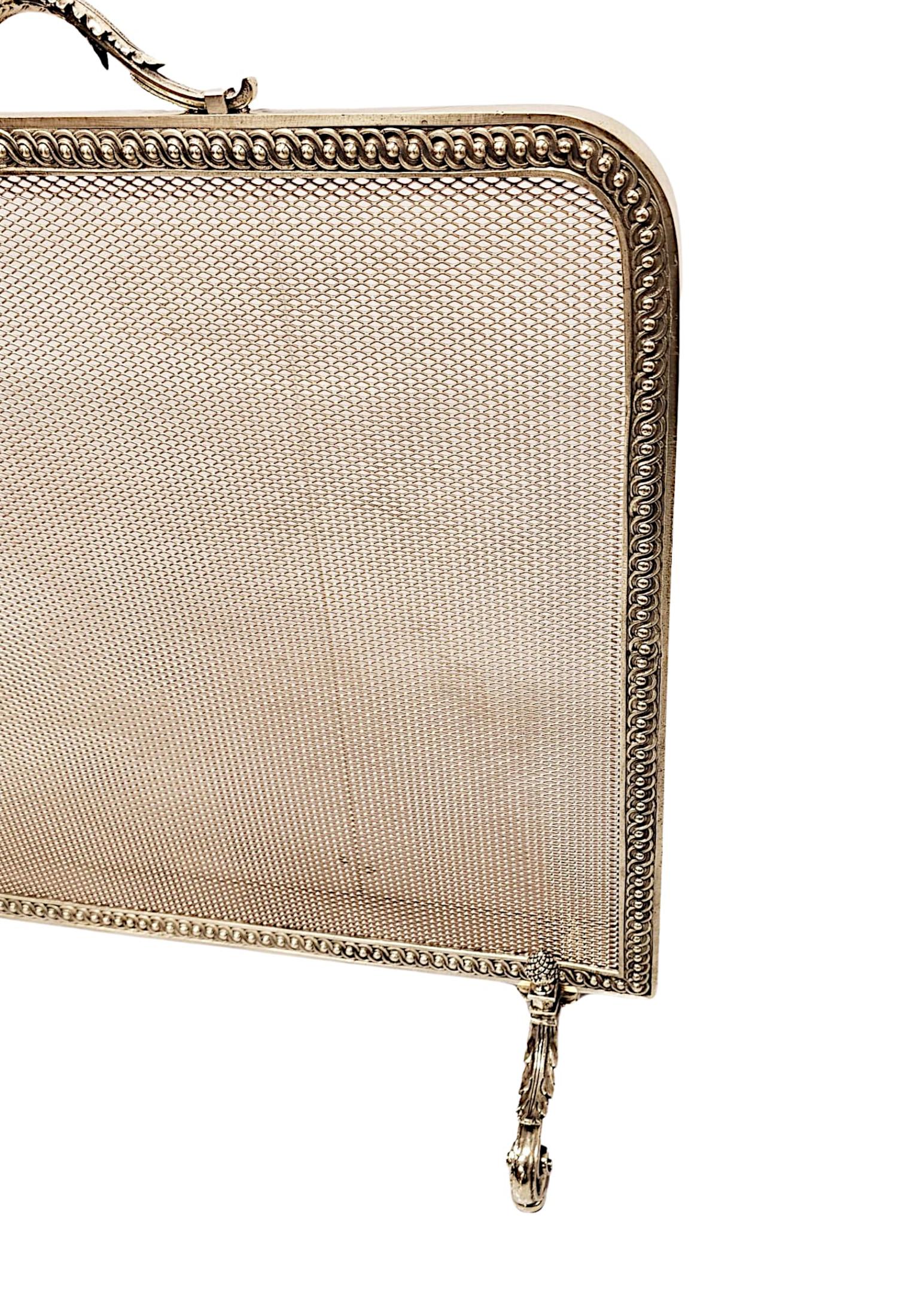 19th Century Elegantly Simple Large Brass Fire Screen For Sale 1