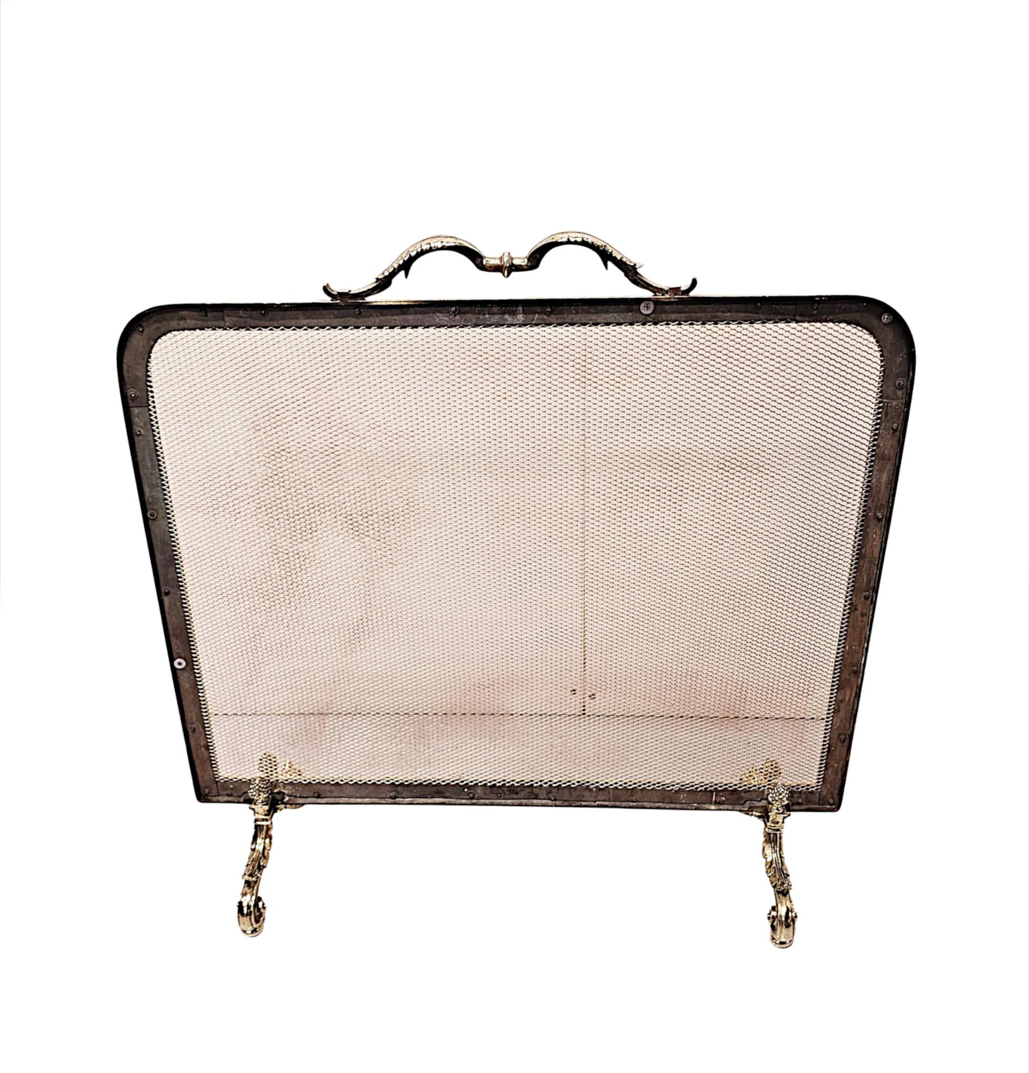 19th Century Elegantly Simple Large Brass Fire Screen For Sale 3
