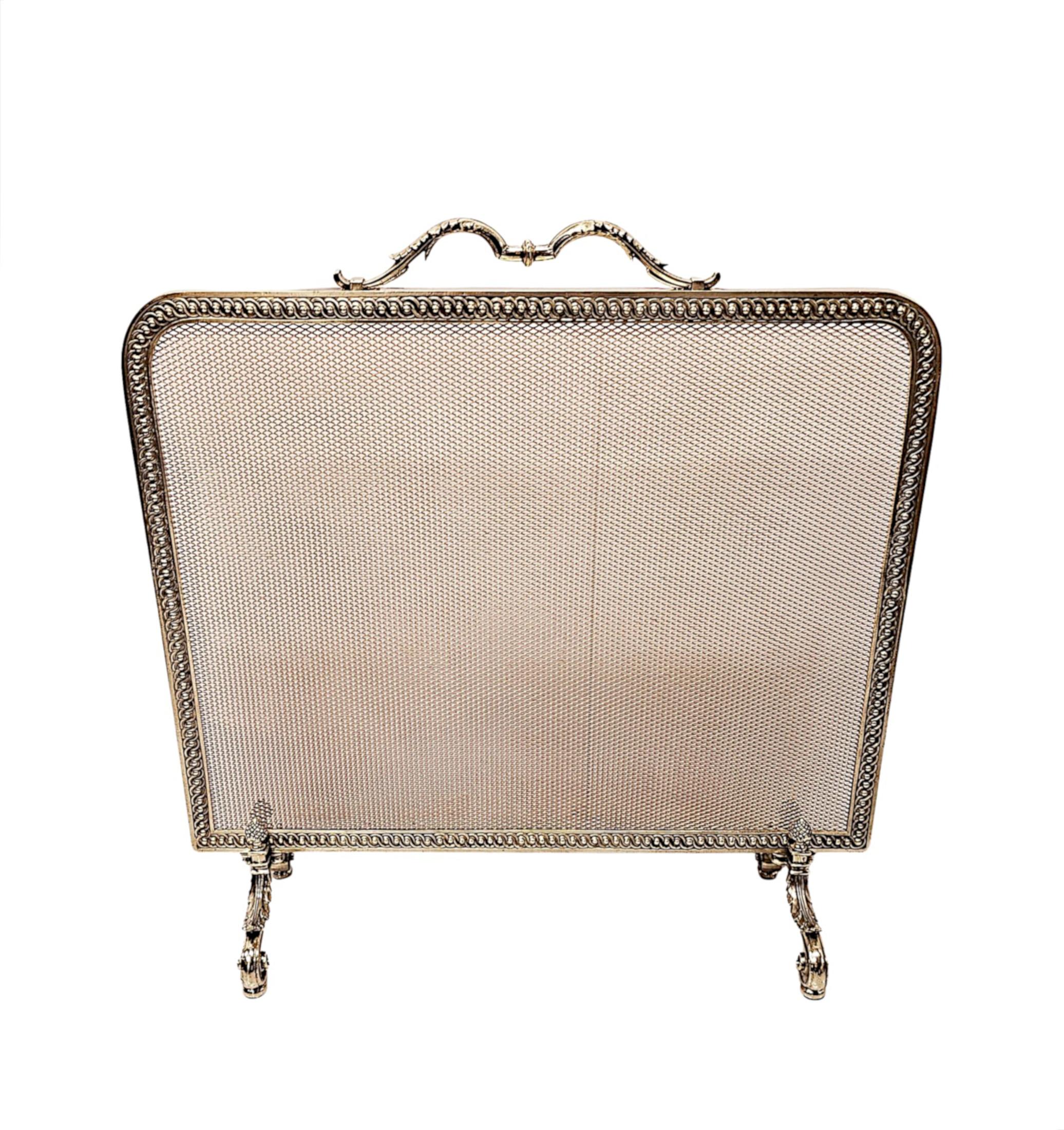 19th Century Elegantly Simple Large Brass Fire Screen