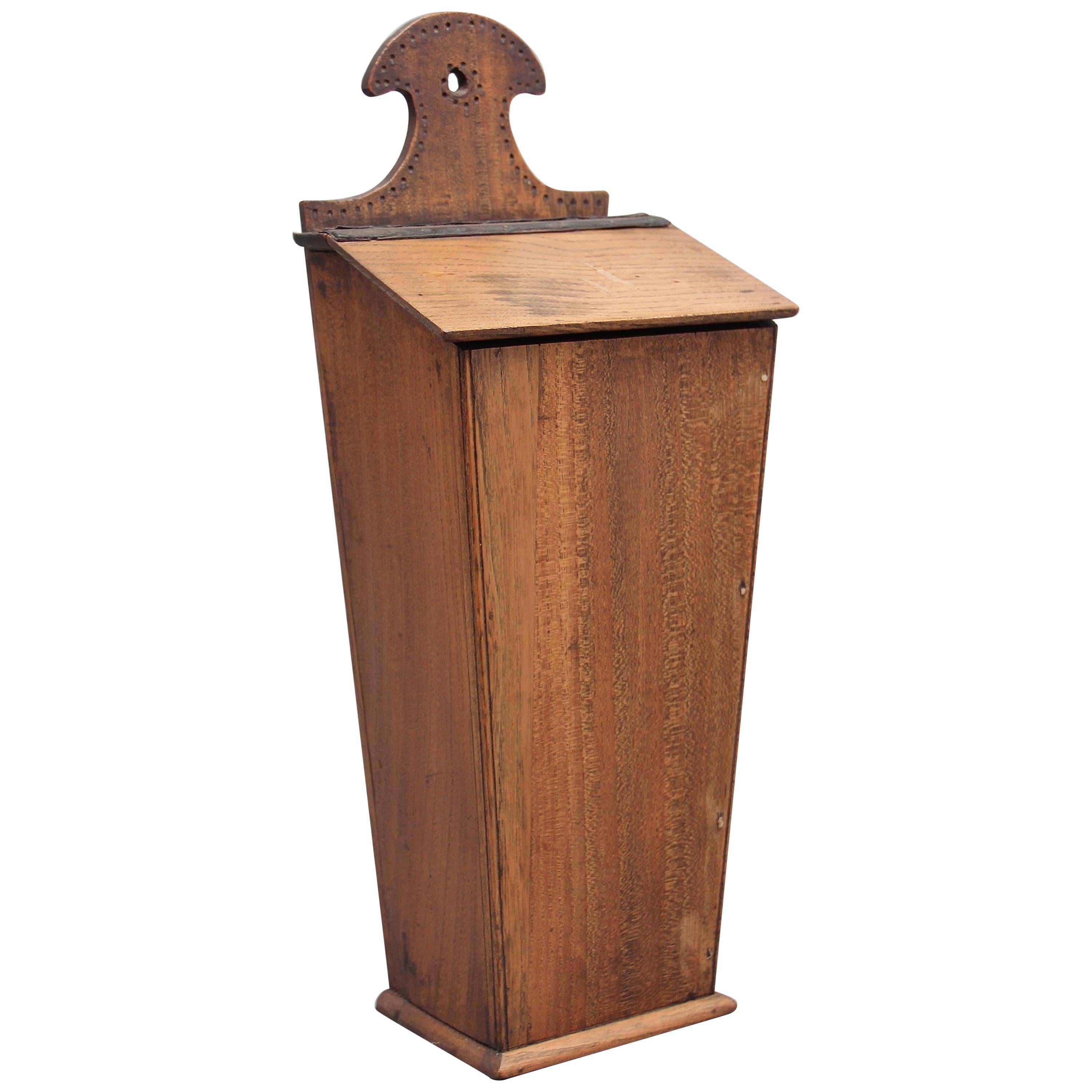 19th Century Elm and Fruitwood Candle Box For Sale