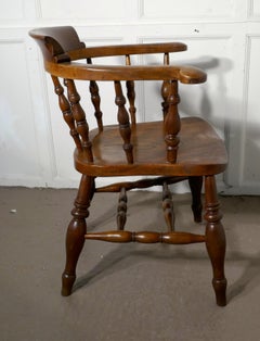 19th Century Elm and Ash Smokers Bow Office or Desk Chair