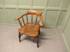 19th Century Elm & Ash Smokers Bow Office or Desk Chair