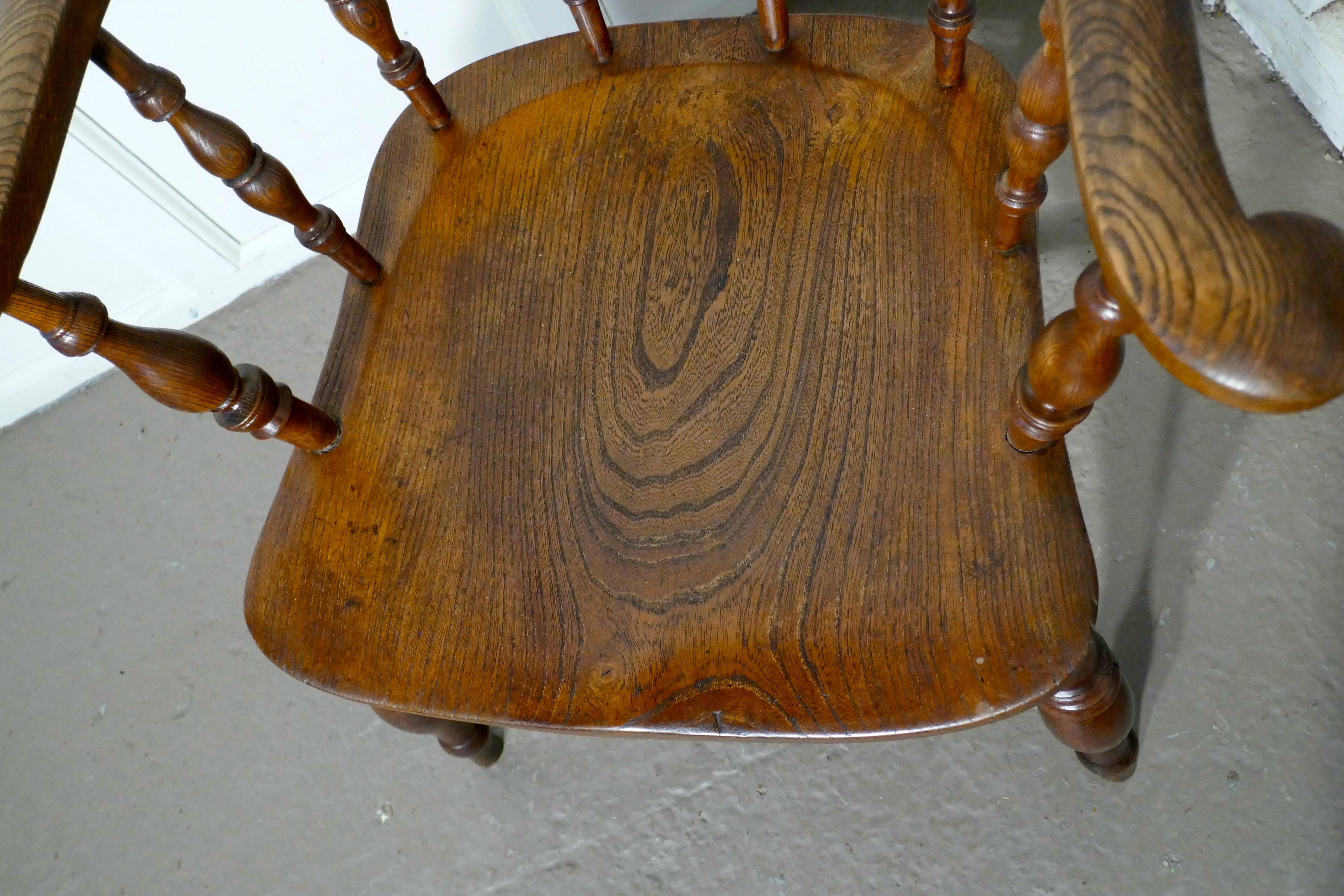 19th Century Elm and Ash Smokers Bow Office or Desk Chair For Sale 1