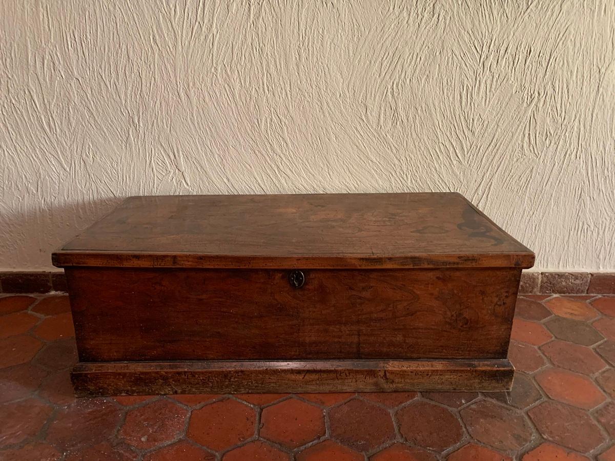 A wonderfully grained 19th century elm chest trunk. All sides consisting of one piece planks.