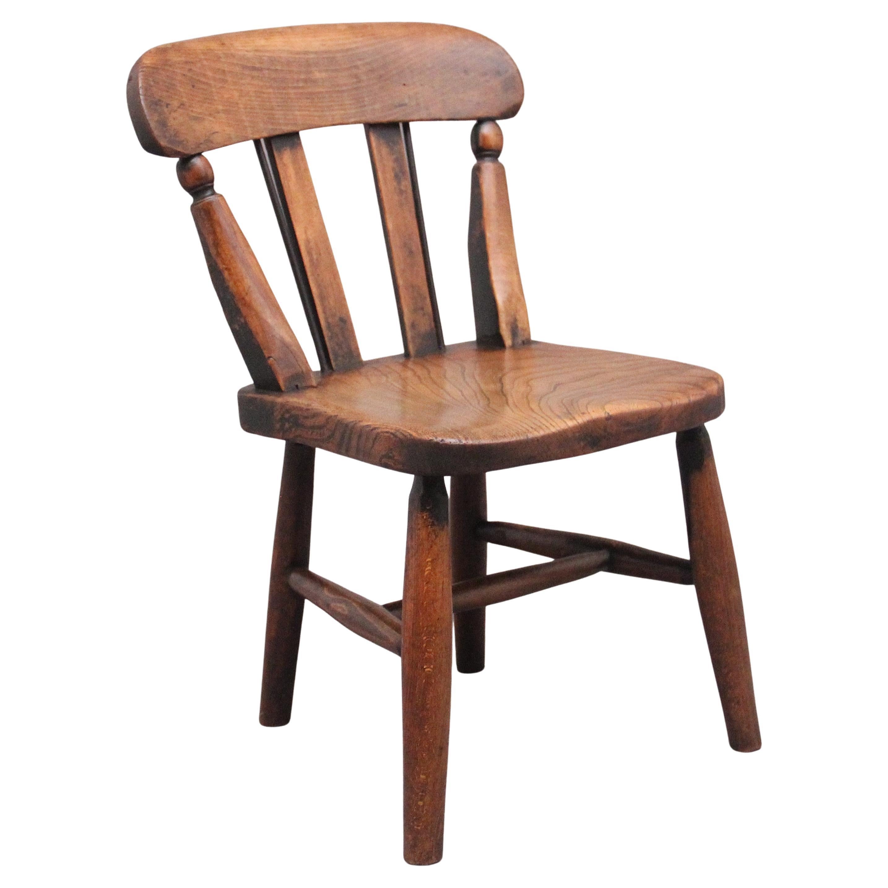 19th Century elm child
s chair For Sale