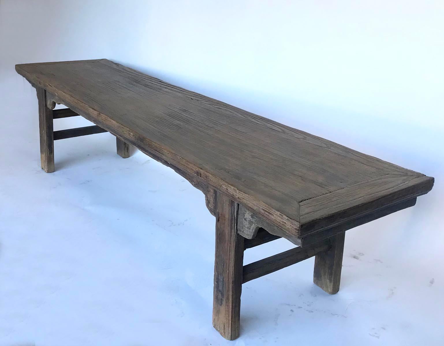 Rustic 19th Century Elm Chinese Bench For Sale