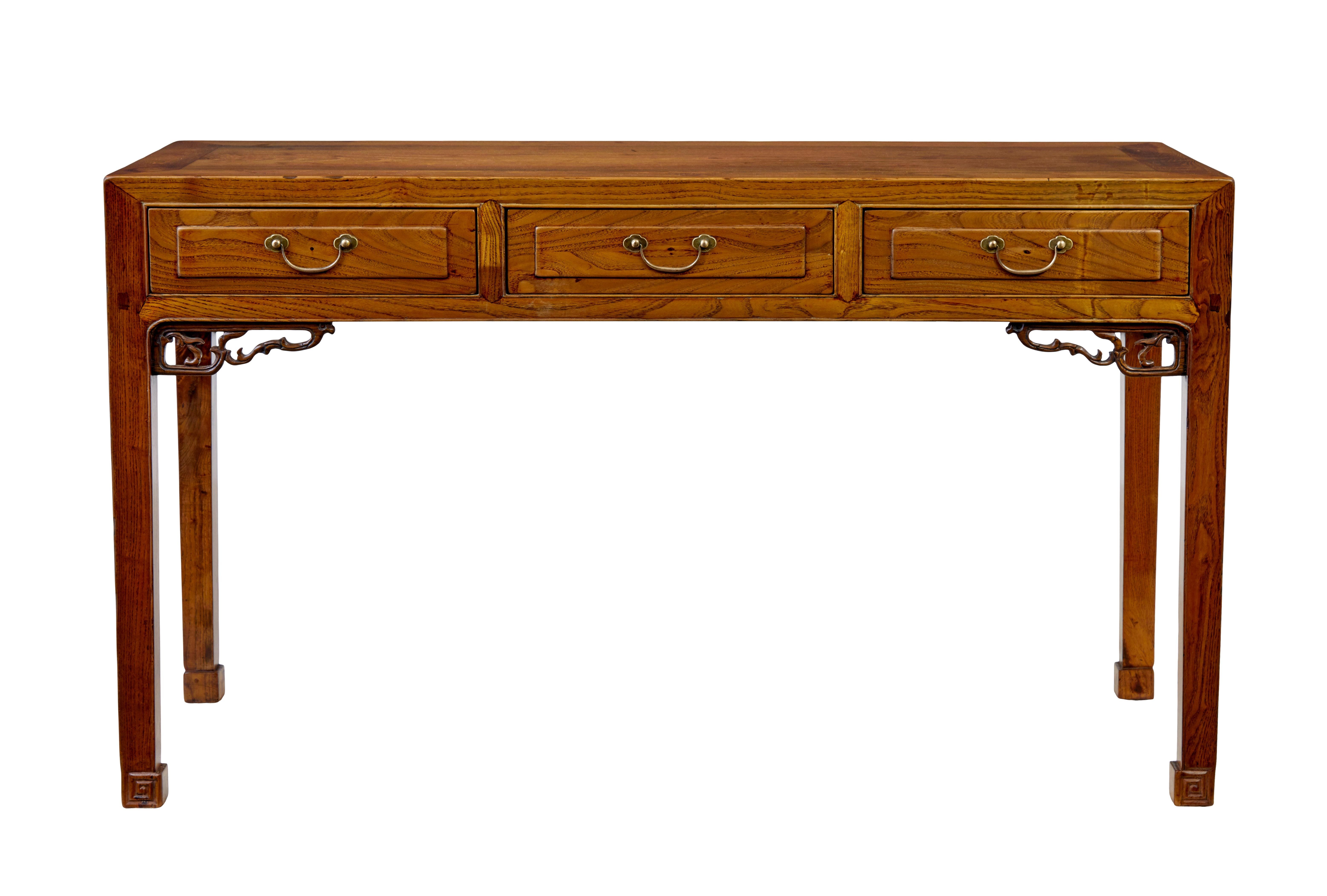 Chinese Export 19th century elm Chinese console table sideboard For Sale