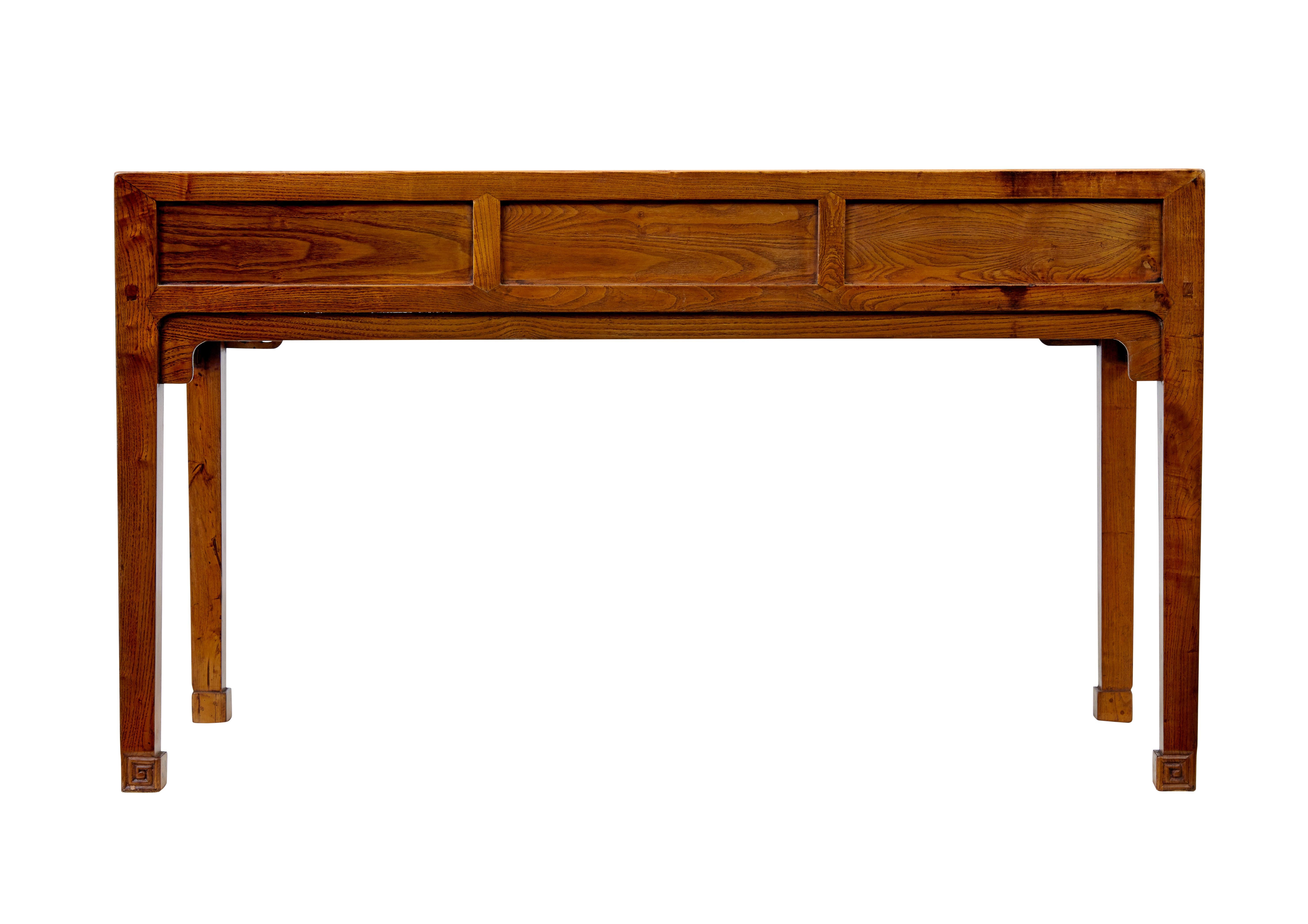 19th century elm Chinese console table sideboard In Good Condition For Sale In Debenham, Suffolk
